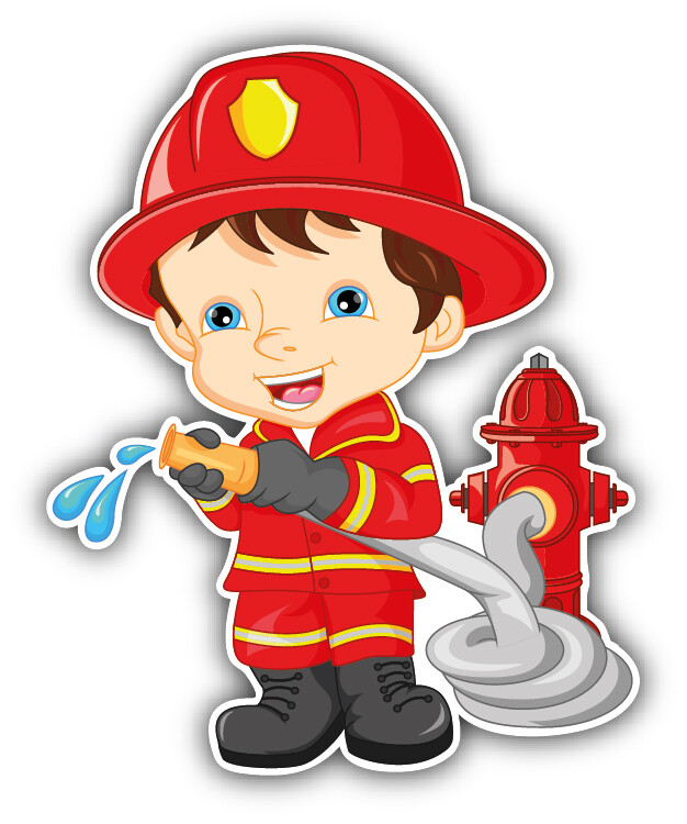 Little Firefighter Cartoon Car Bumper Sticker Decal