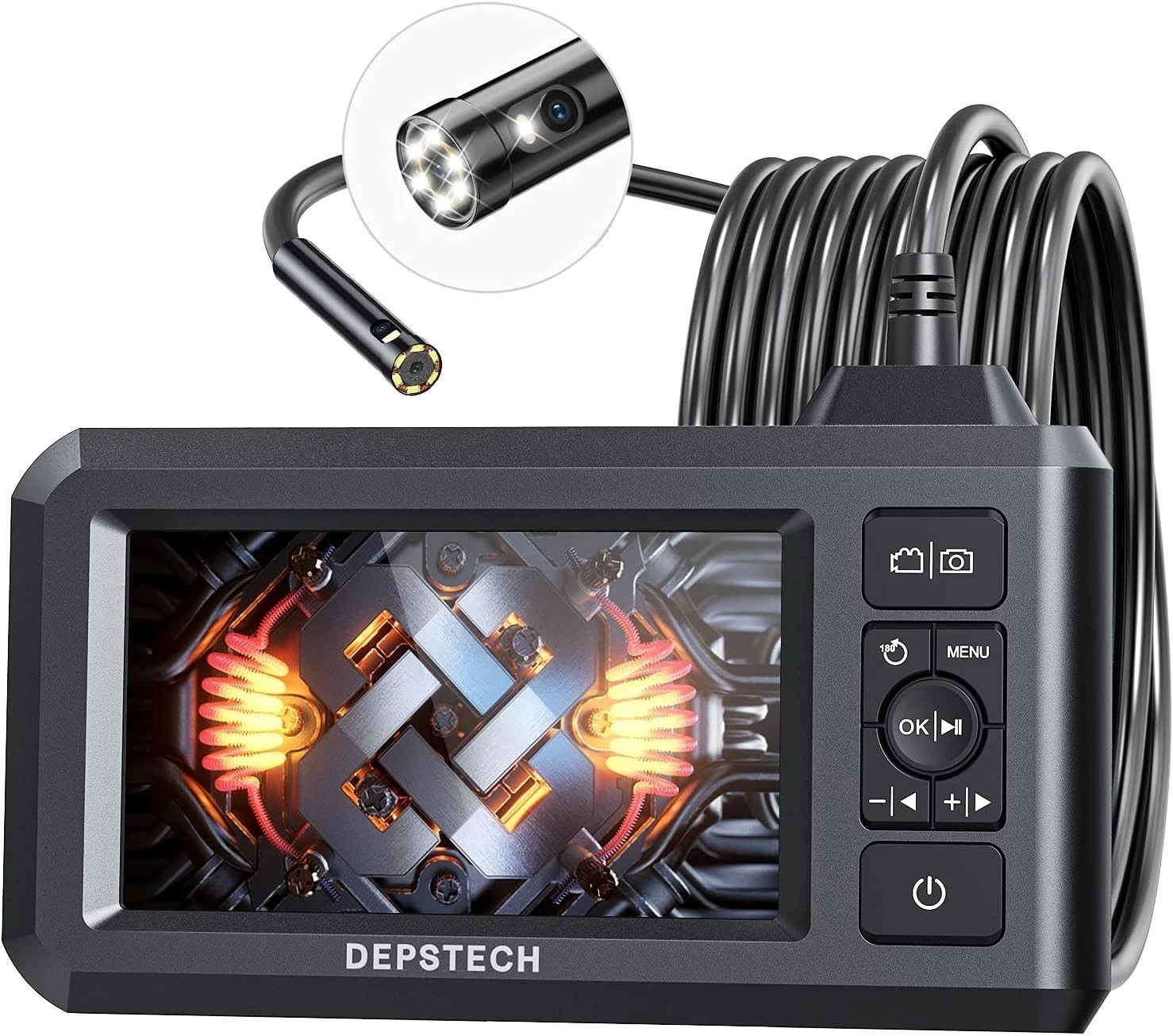 Dual Lens Borescope Camera with Light | Waterproof