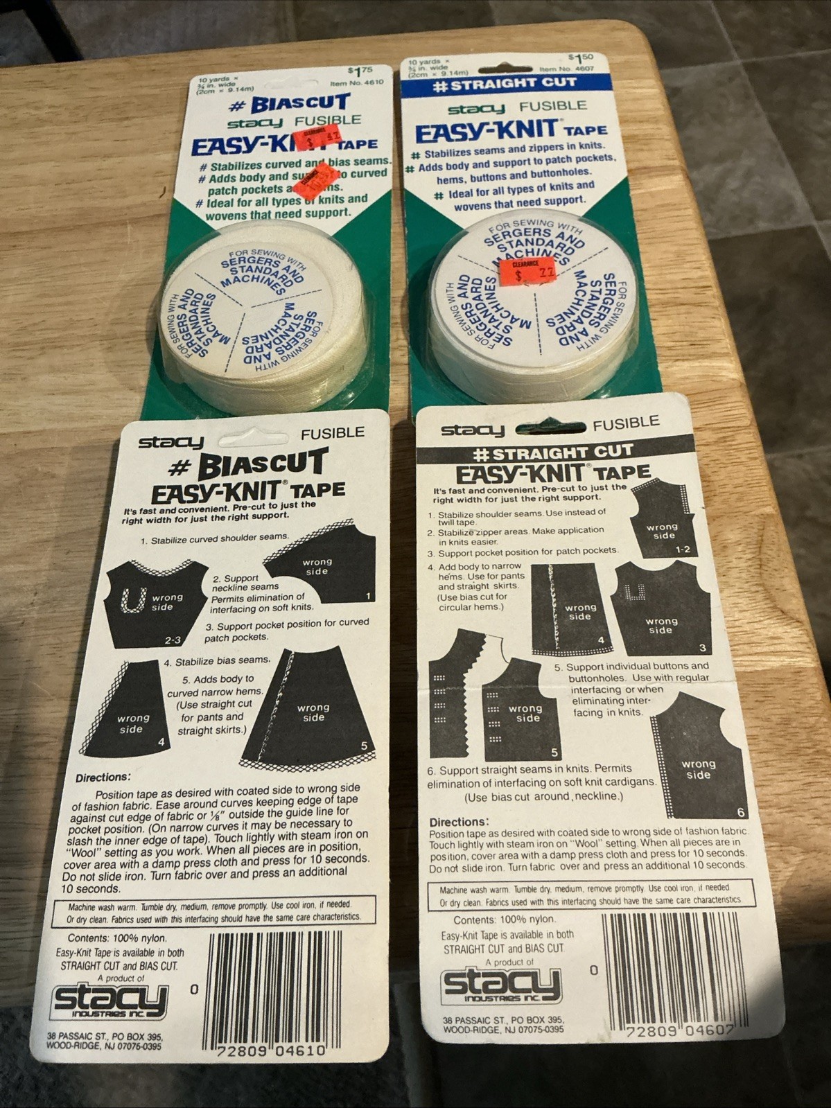 Vintage NOS Lot Of 4 Stacy Biascut & Straight Cut Easy Knit Tape Use w/Sergers