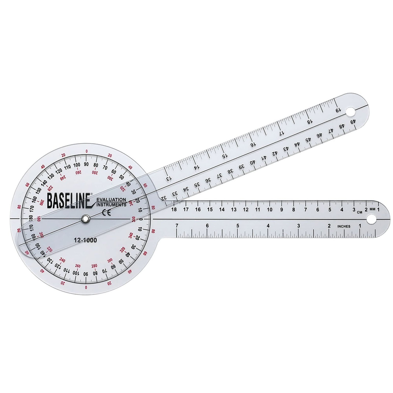 1 PC Baseline 121000HR Plastic HiRes 360 Degree ISOM Goniometer 12" Length