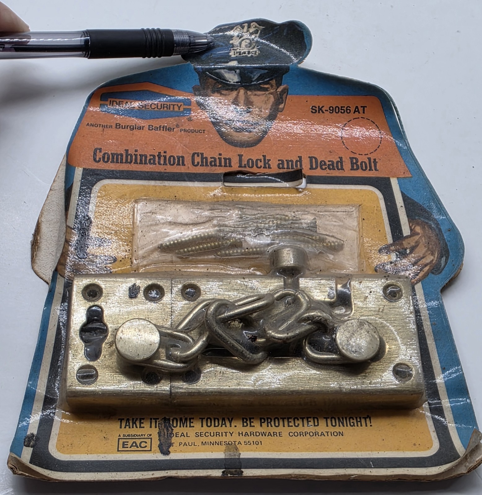 IDEAL SK-9056 AT SECURITY DOOR CHAIN LOCK AND DEAD BOLT BRASS England
