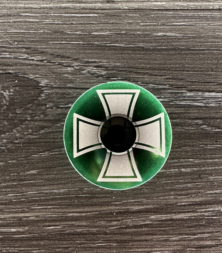 Iron Cross Chopper Bicycle Headset Top Cap 1 1/8" Green Stem Cap Bike BMX
