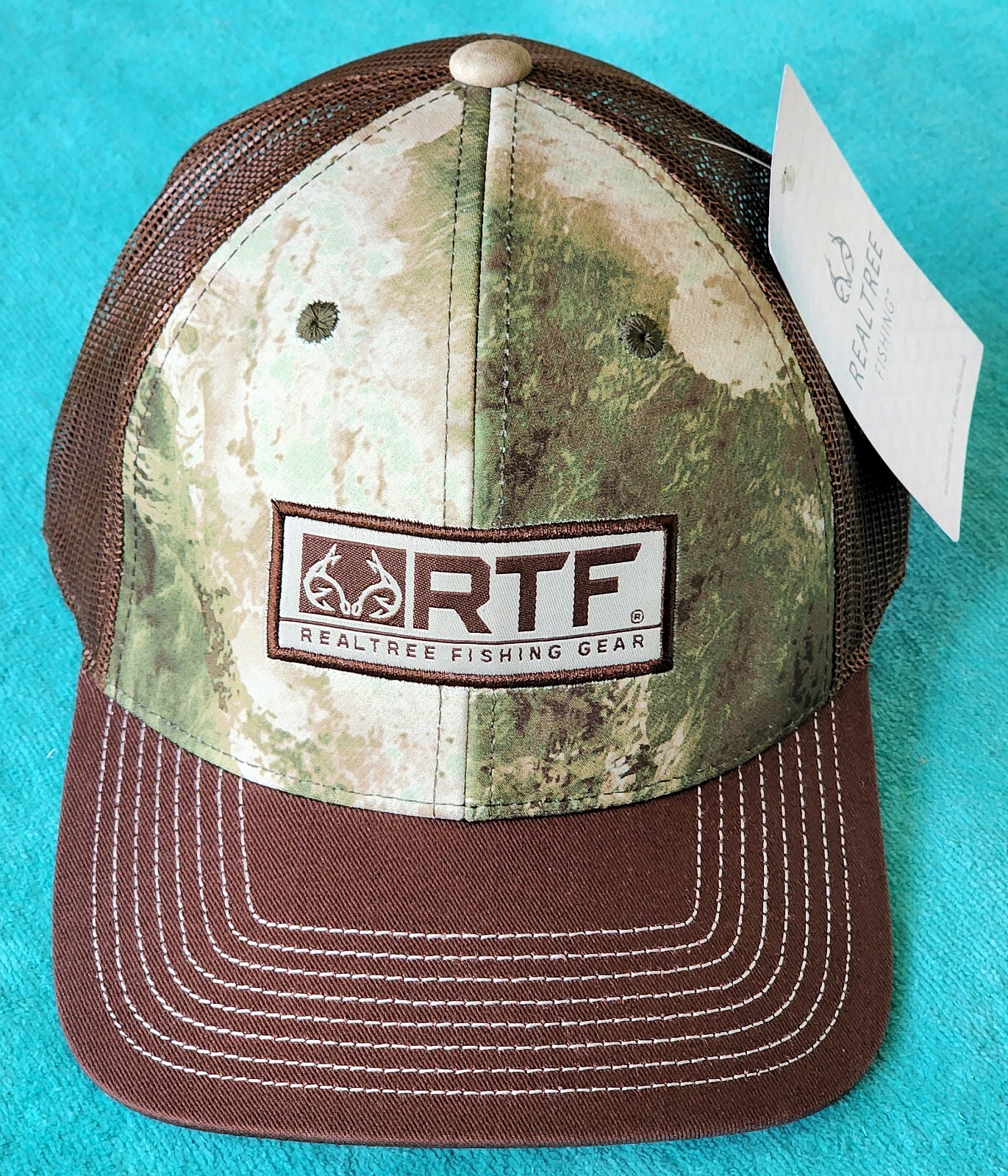 REALTREE FISHING GEAR (RTF) - STITCHED LOGO - "TRUCKER" CAMO HAT - FISHING -NEW