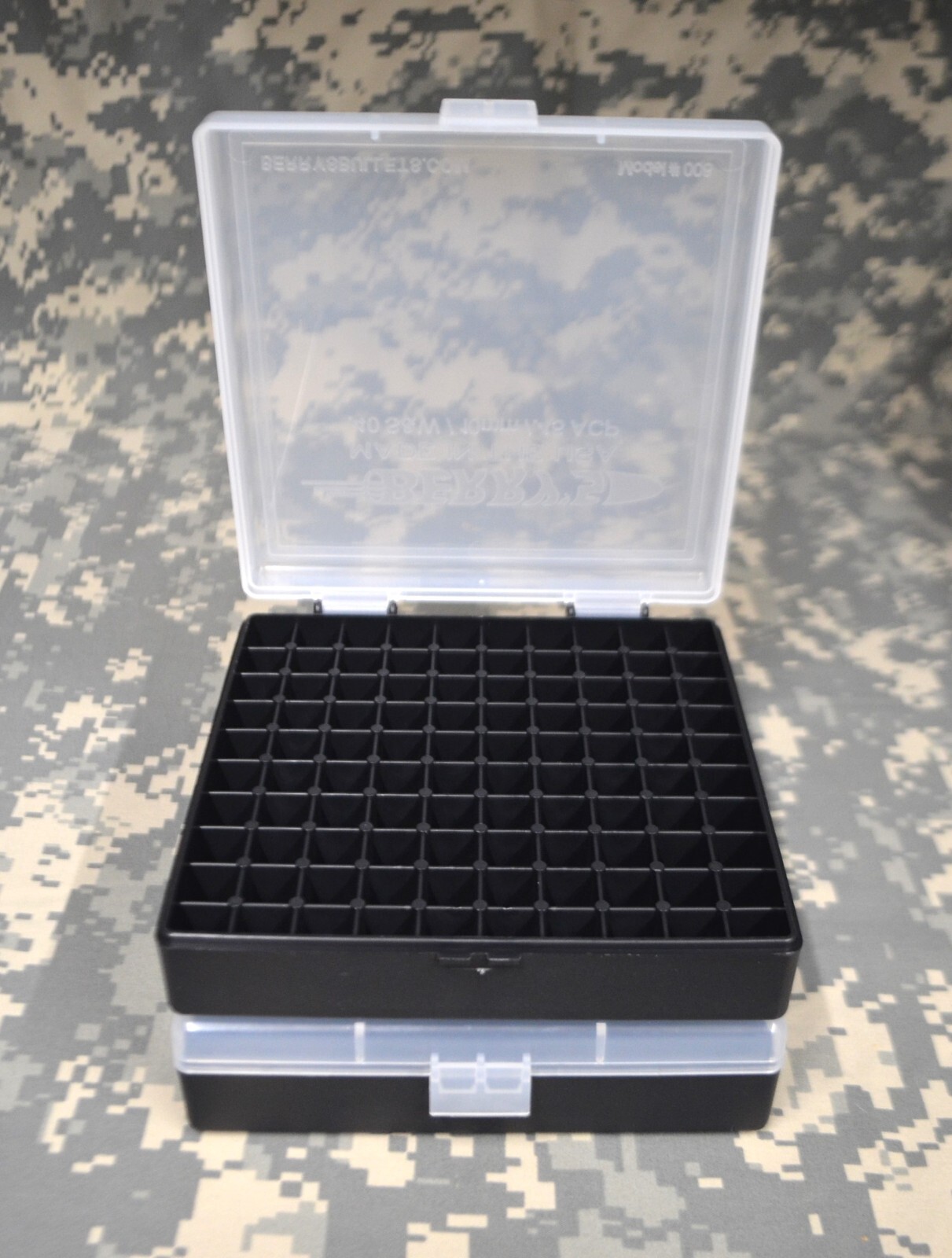2 x BERRY'S PLASTIC STORAGE AMMO BOX CLEAR COLOR 45 ACP/40 S&W 100 rd