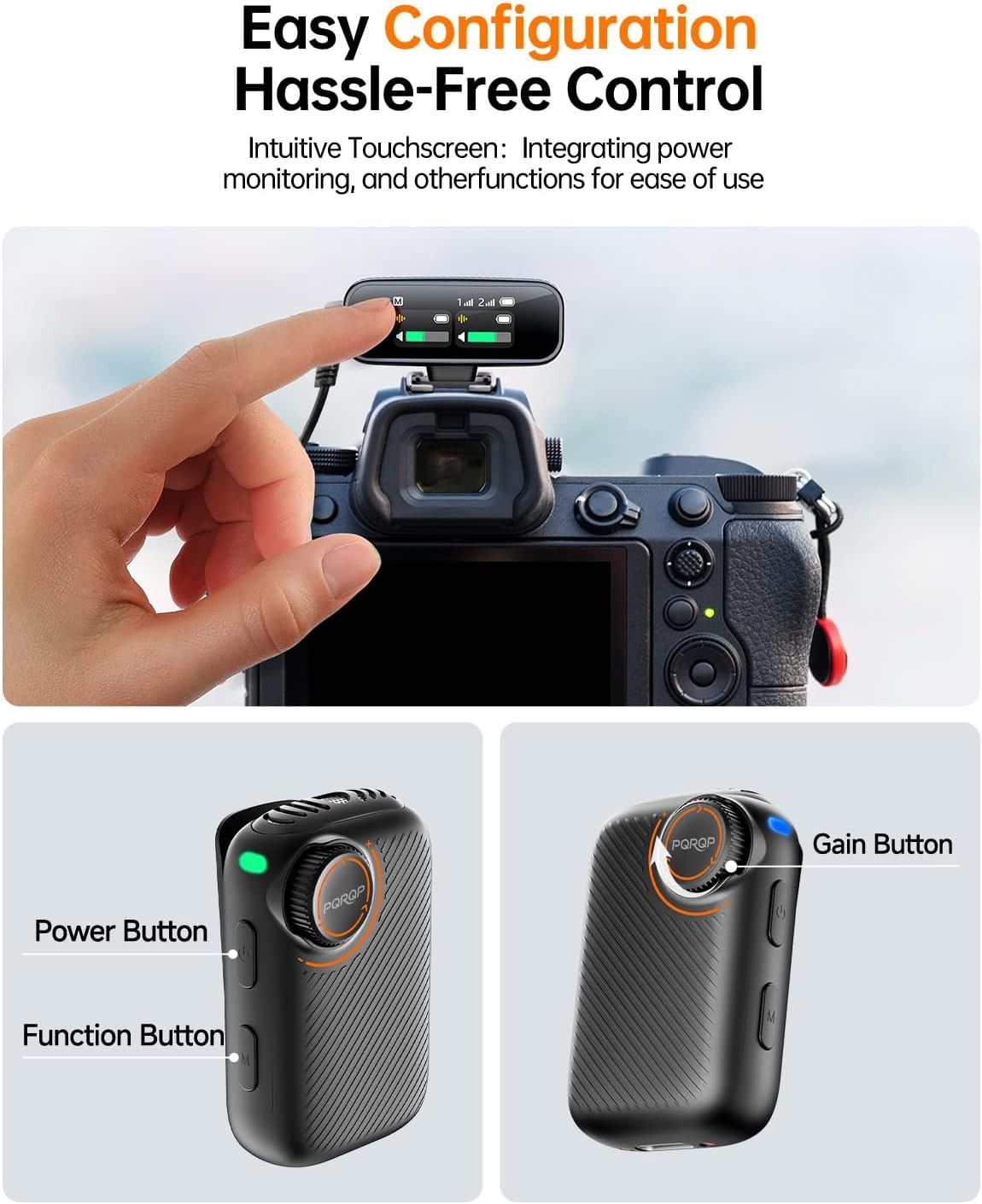 Wireless Lavalier Microphone System(2TX+1RX+Charging Case) for Phone/PC/Camera