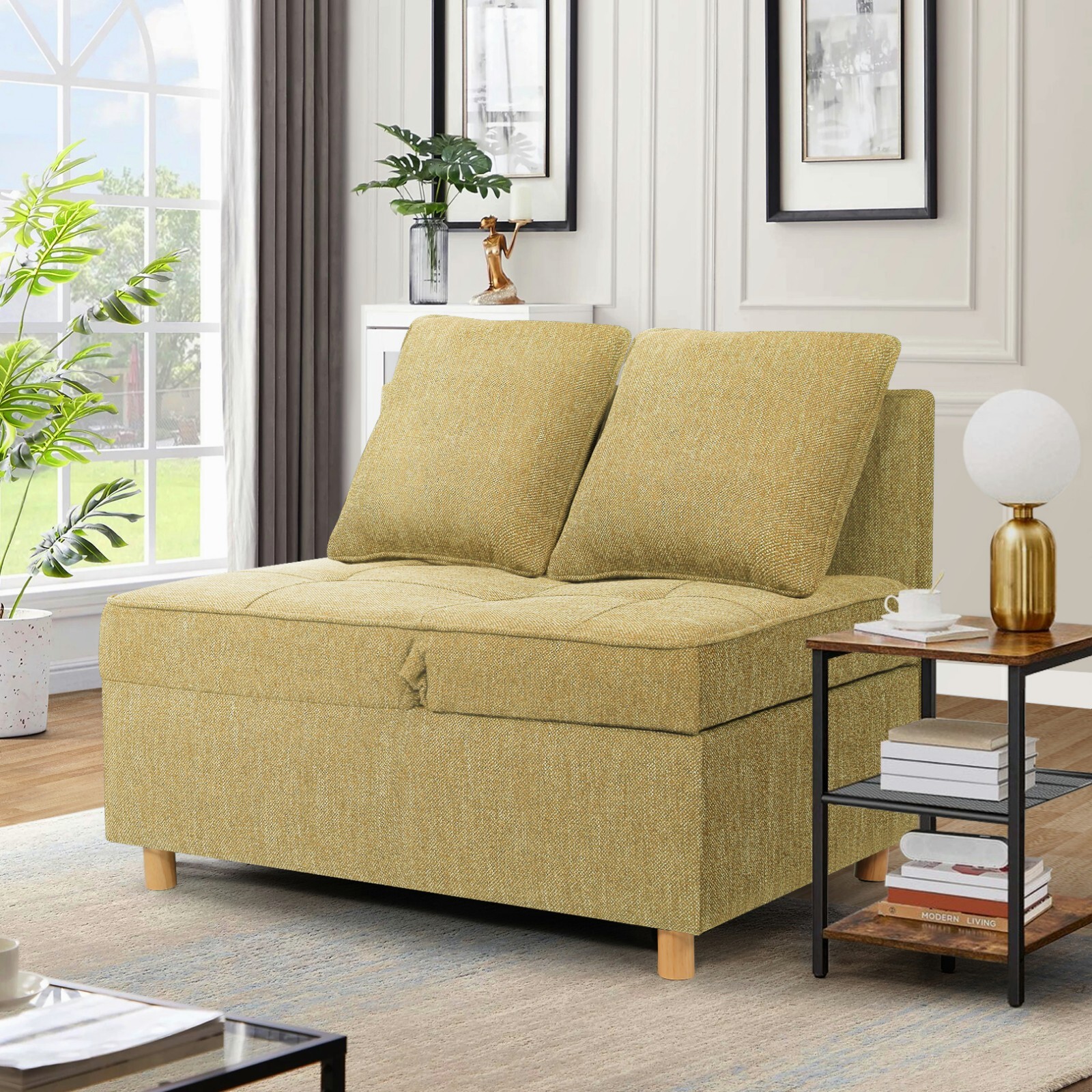 Sofa Bed Folding Ottoman Sofa Bed Chair 4-in-1 Sleeper Sofa Adjustable Backrest
