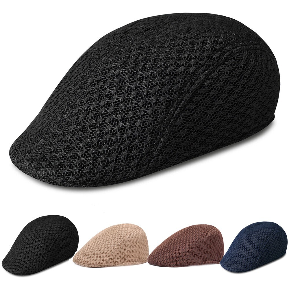 Duck Mesh Summer Gatsby Cap Mens Ivy Hat Golf Driving Sun Flat Cabbie Newsboy