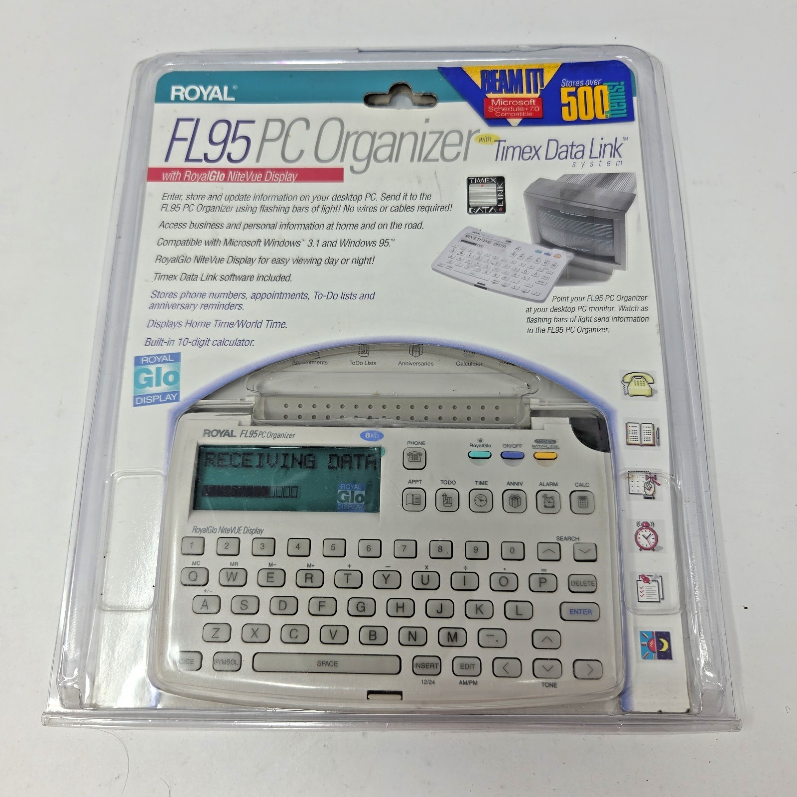 Royal FL95 PC Organizer Timex Data Link 8kb RoyalGlo Display Vintage NEW SEALED