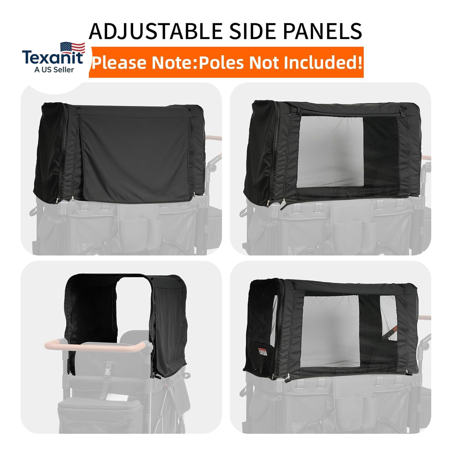 Full Coverage Wagon Canopy Customized for Wonderfold W4 Luxe Elite, Water-Resist