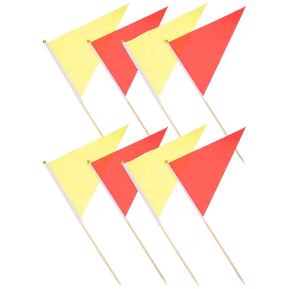 10 Pcs Polyester Triangle Bunting Golf Cart Flags Outdoor Red Stick