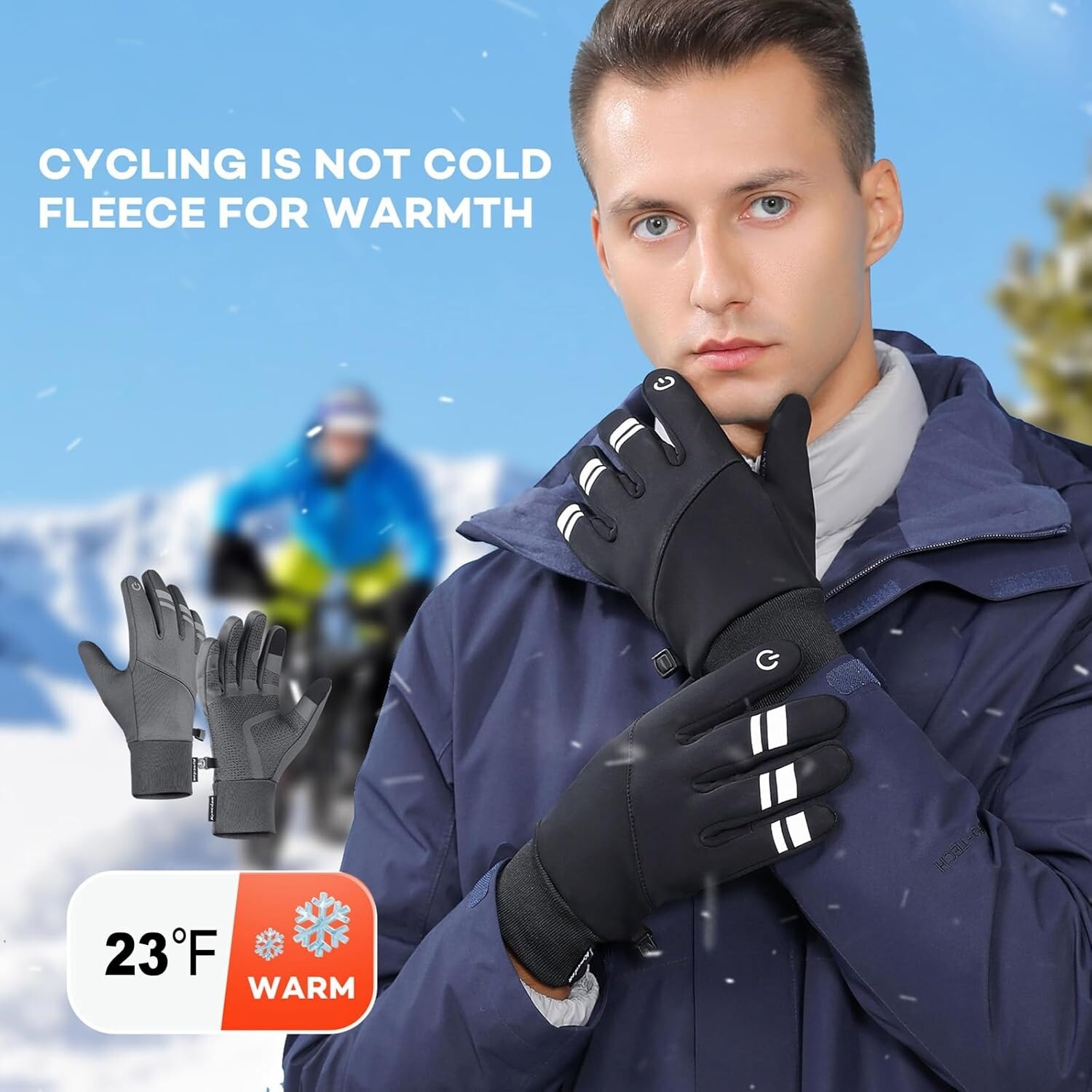 Winter Thermal Gloves Waterproof Windproof Touch Screen Gloves for Cold Weather