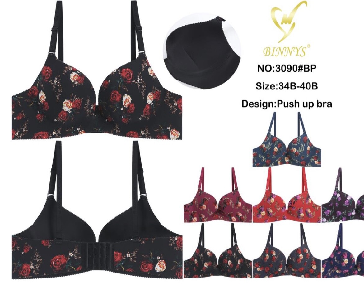 1 or 6 pcs lot Binny’s floral premium  seamless wireless push up Demi bras