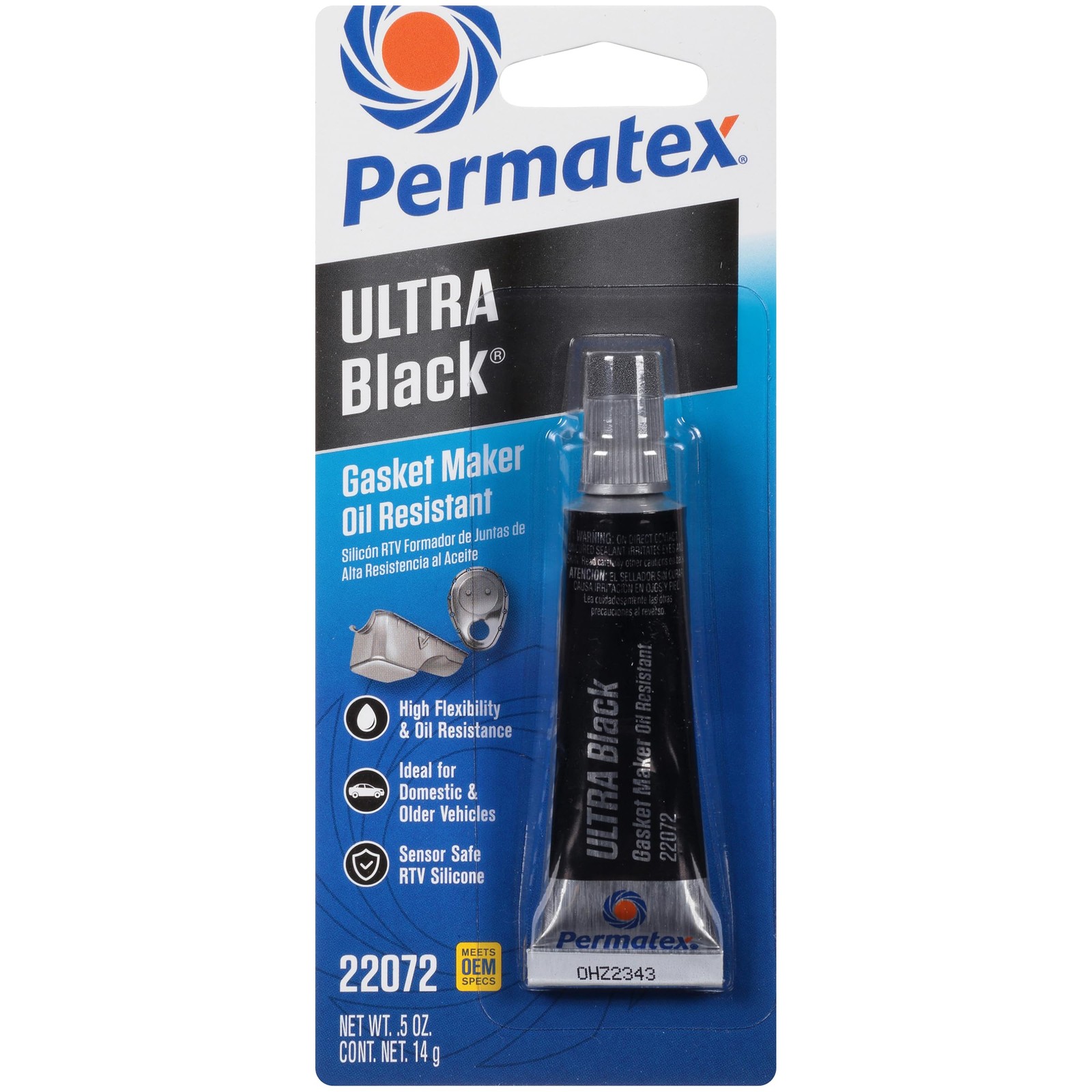 Permatex 22072 Ultra Black Maximum Oil Resistance RTV Silicone Gasket Maker, .5