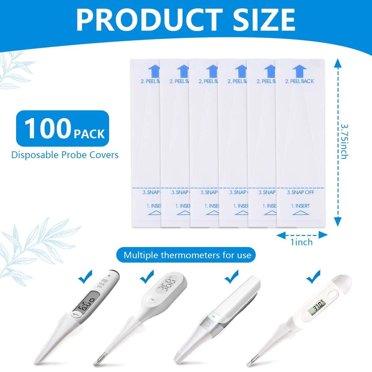 Digital Thermometer Probe Covers 100 Pack Clear Disposable Temperature Sleeves