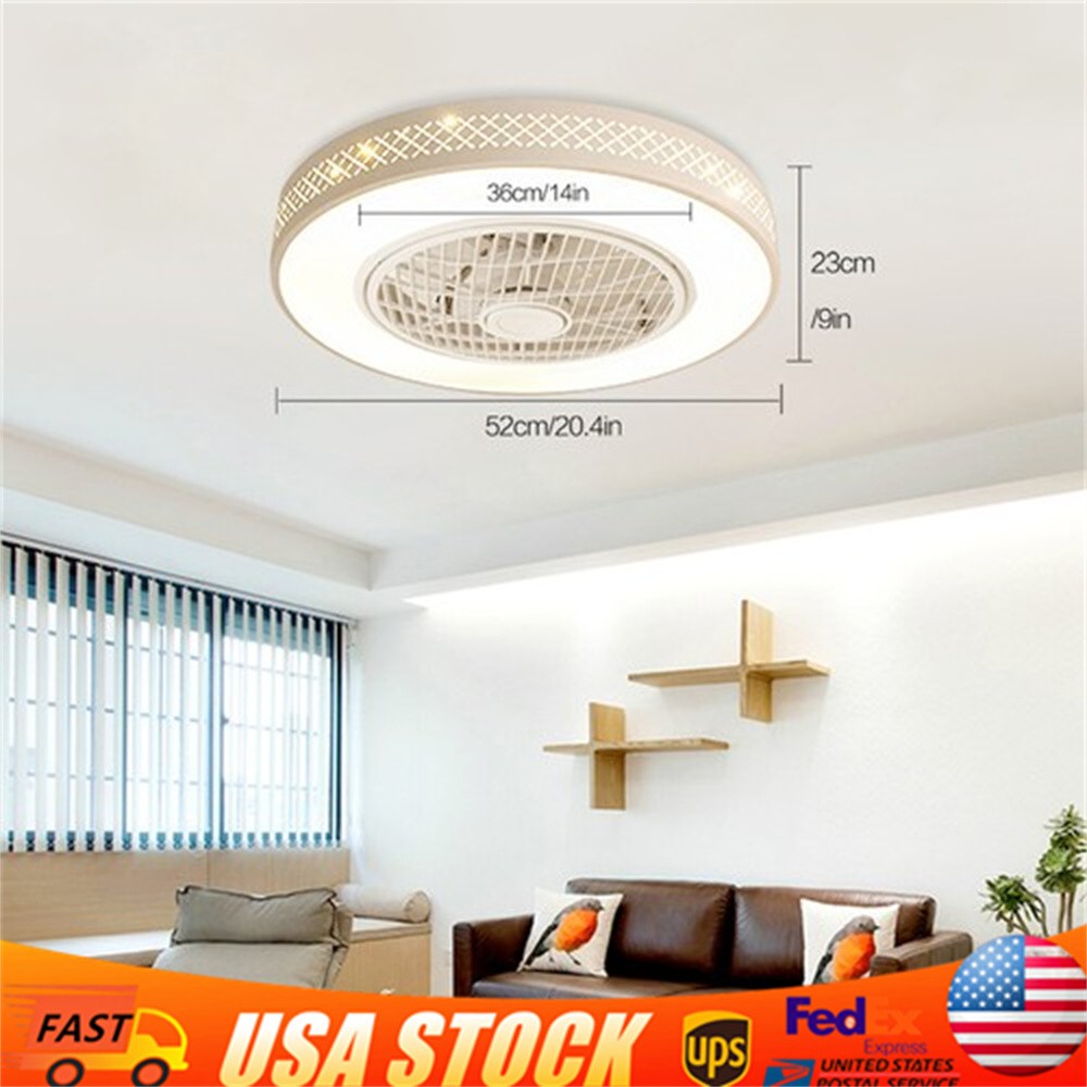 20" Modern Fan Lights Flush Mount LED Ceiling Light kit With Remote Control