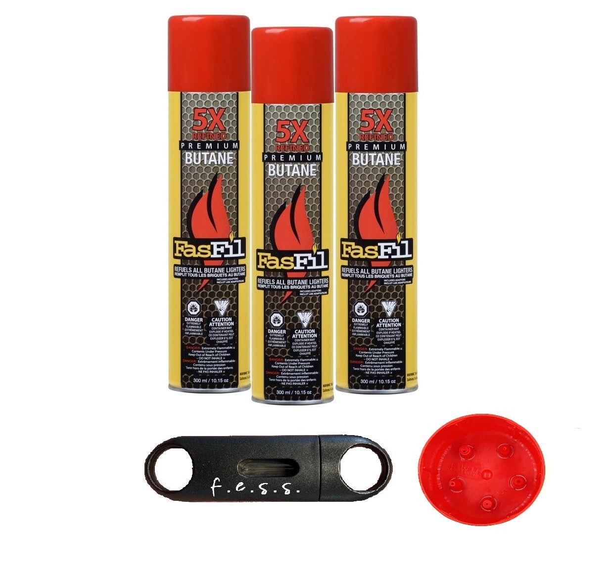 F.e.s.s. Fasfil Ultra-Refined Butane Fuel with Nozzle Adapters and V-Cutter