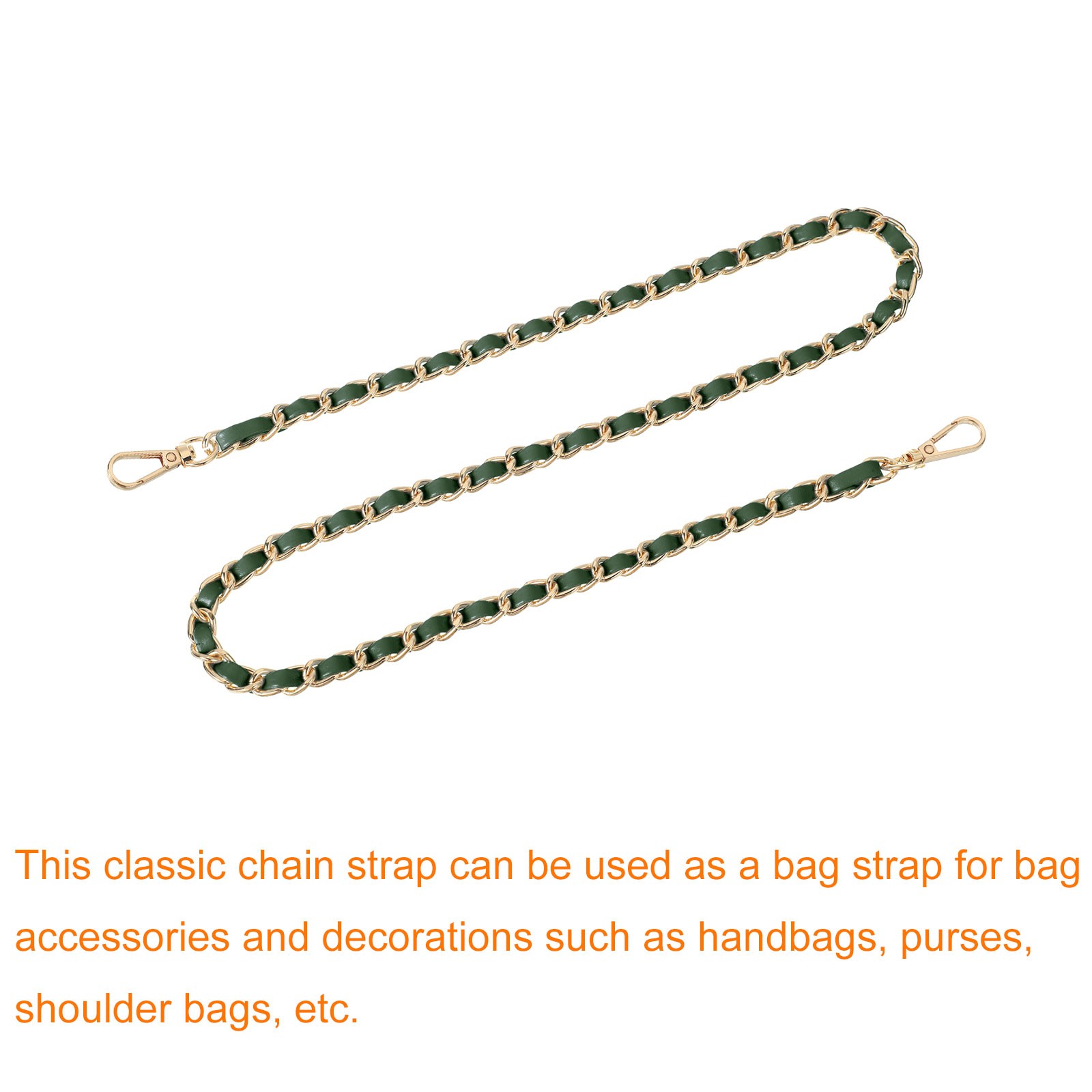 Purse Strap, 32" Leather for Shoulder Strap (Green, Gold)