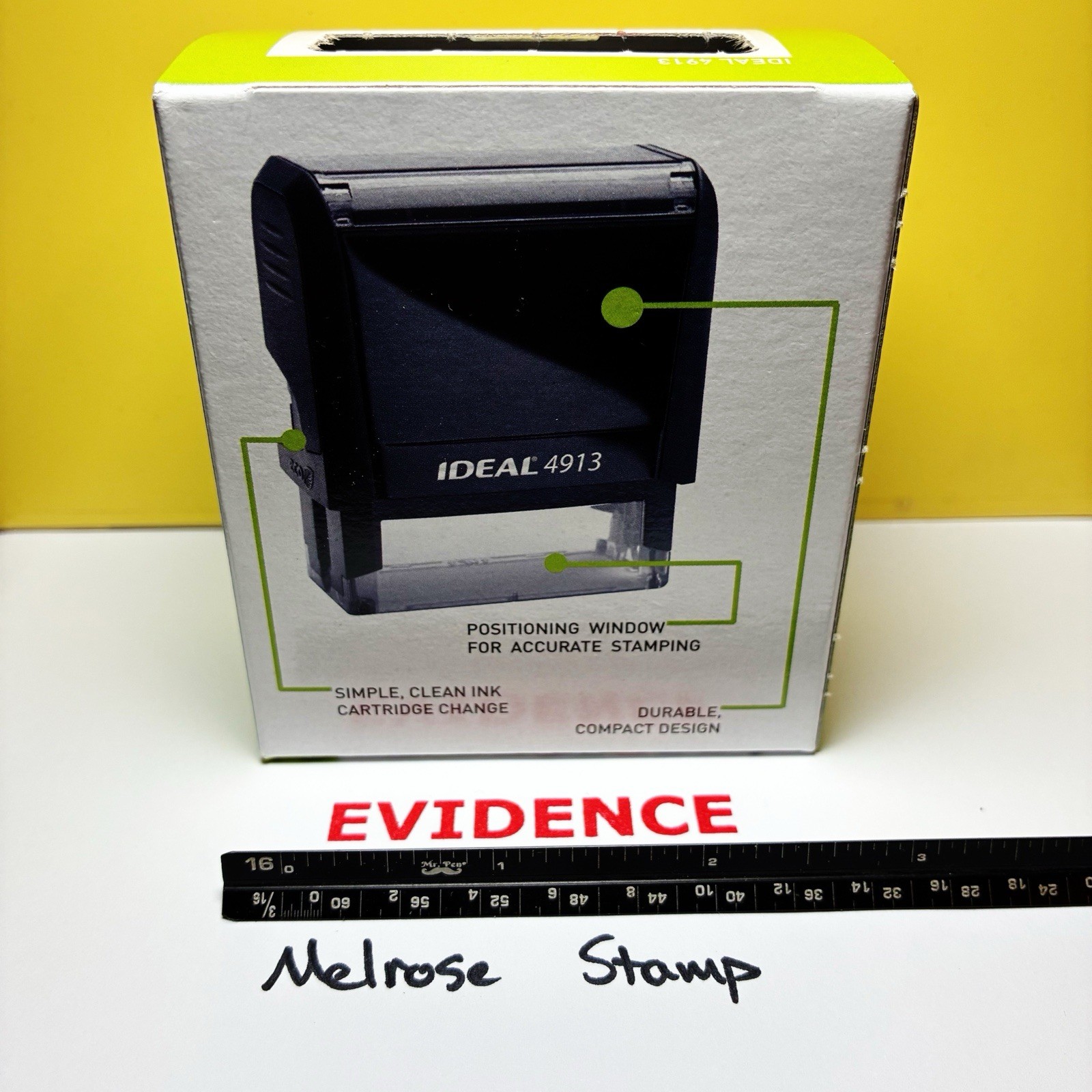 Evidence Rubber Stamp Red Ink Self Inking Ideal 4913