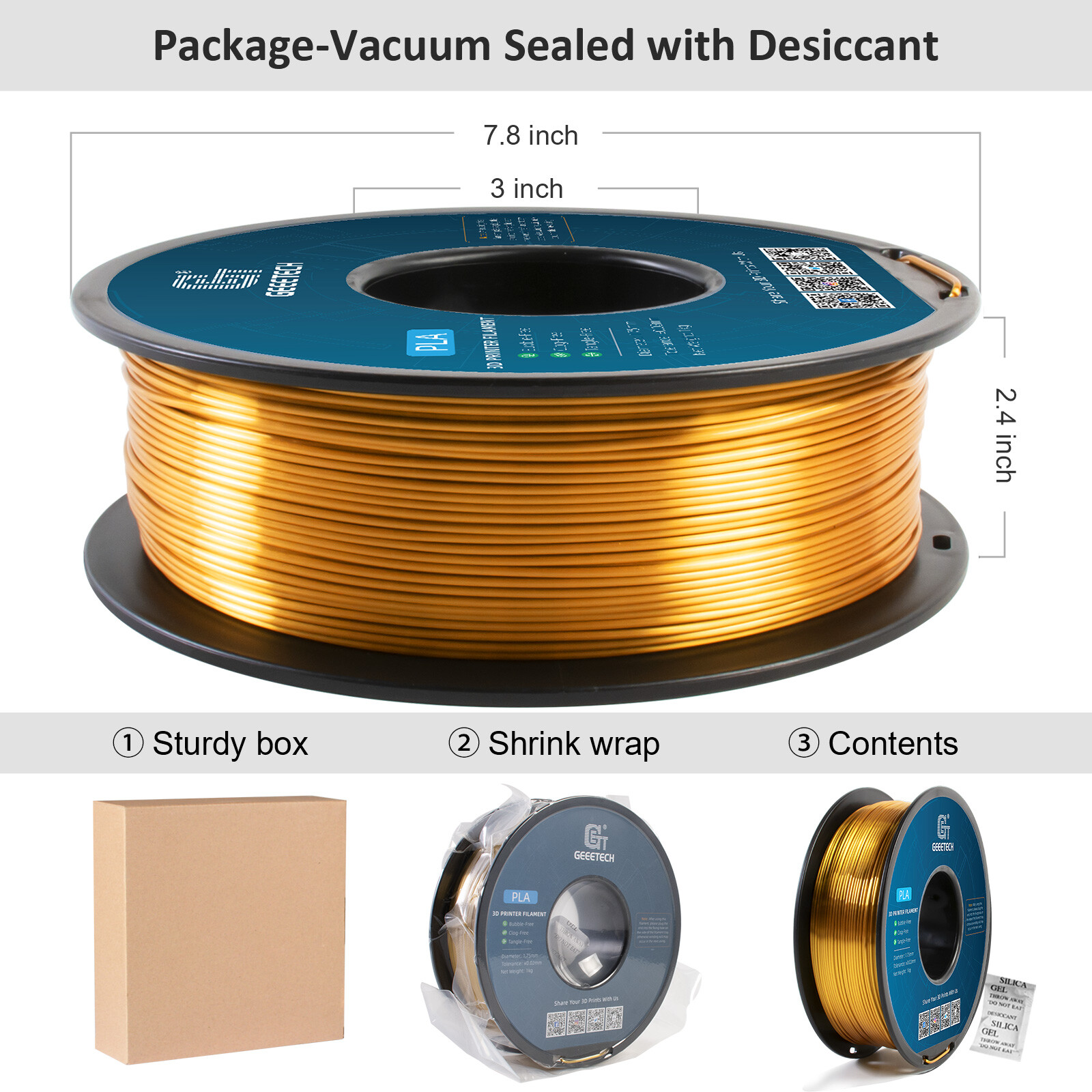 Geeetech 3D Printer Filament Silk PLA 1.75mm 1KG Multicolor For FDM 3D Printer