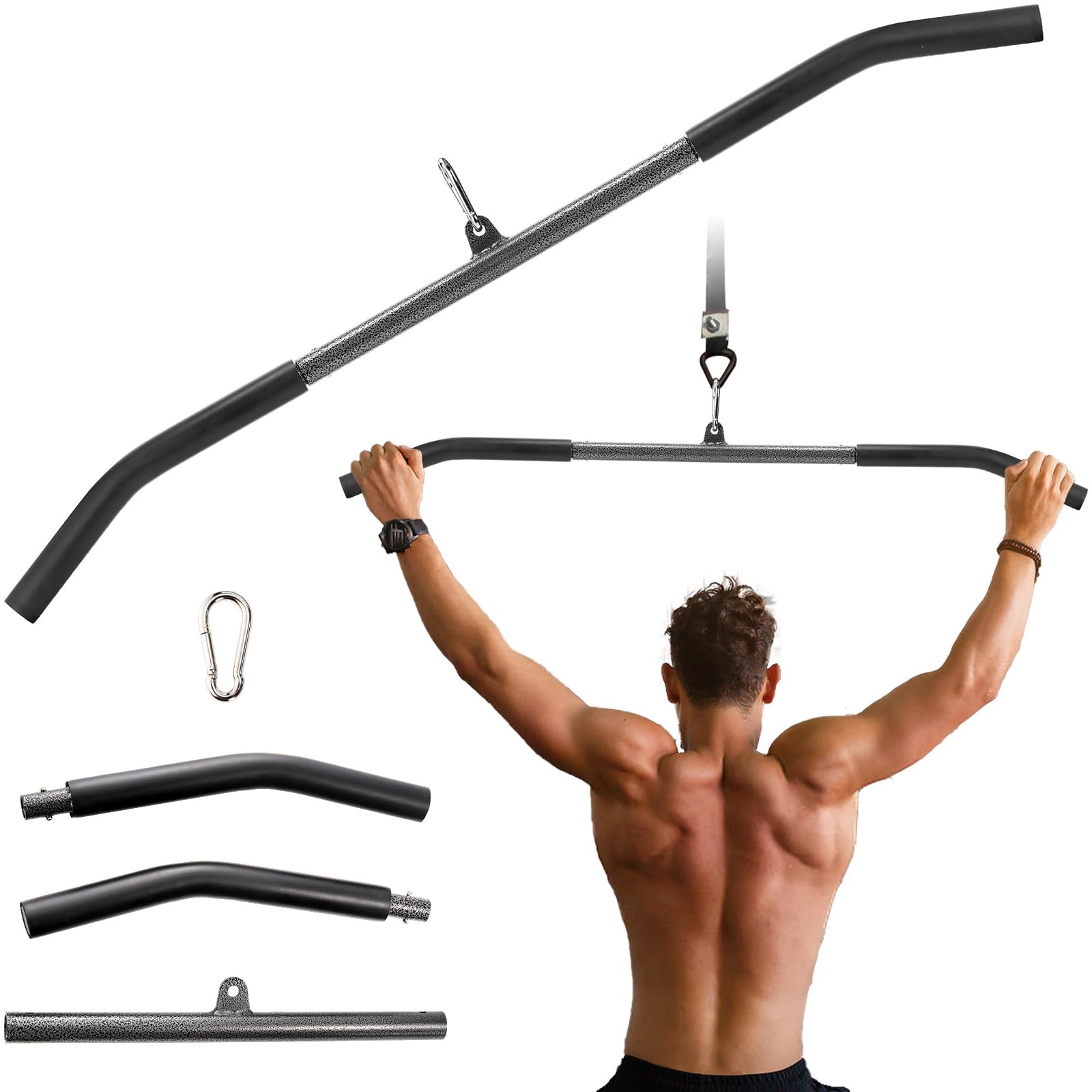 Mezchi 39"/99cm LAT Pull Down Attachments, LAT Pull Down Bar with Non-Slip Ha...