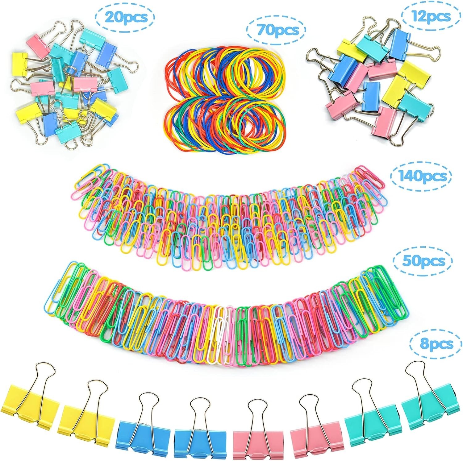 Assorted Sized Binder Clips & Paper Clips - 300 Pieces for Creative Organization