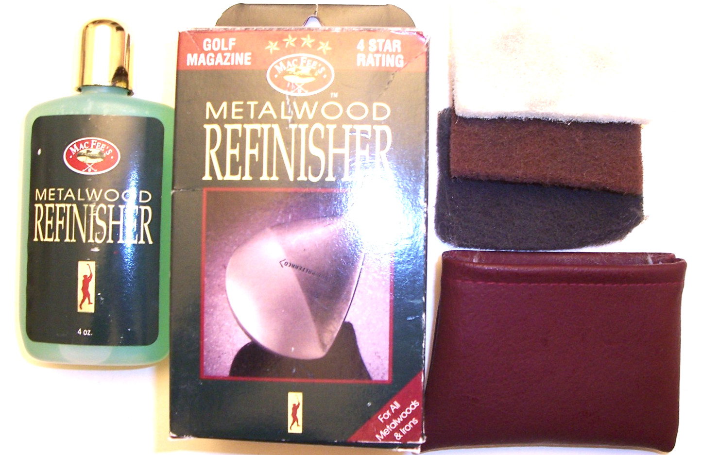 MACFEE'S COMPLETE METALWOOD GOLF CLUB REFINISHER CLEANING KIT SOLUTION PADS