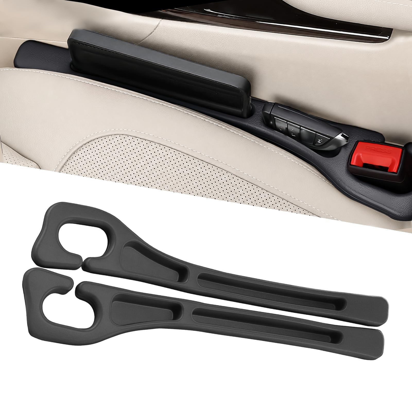 MTABCTY Car Seat Gap Filler Organizer 2 PCS Black Universal Seat Gap Plug Blo...