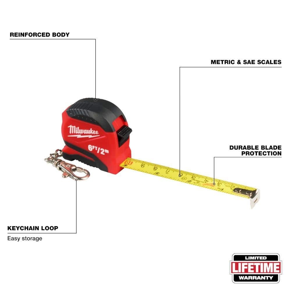 Milwaukee 6 ft Keychain Compact Tape Measure