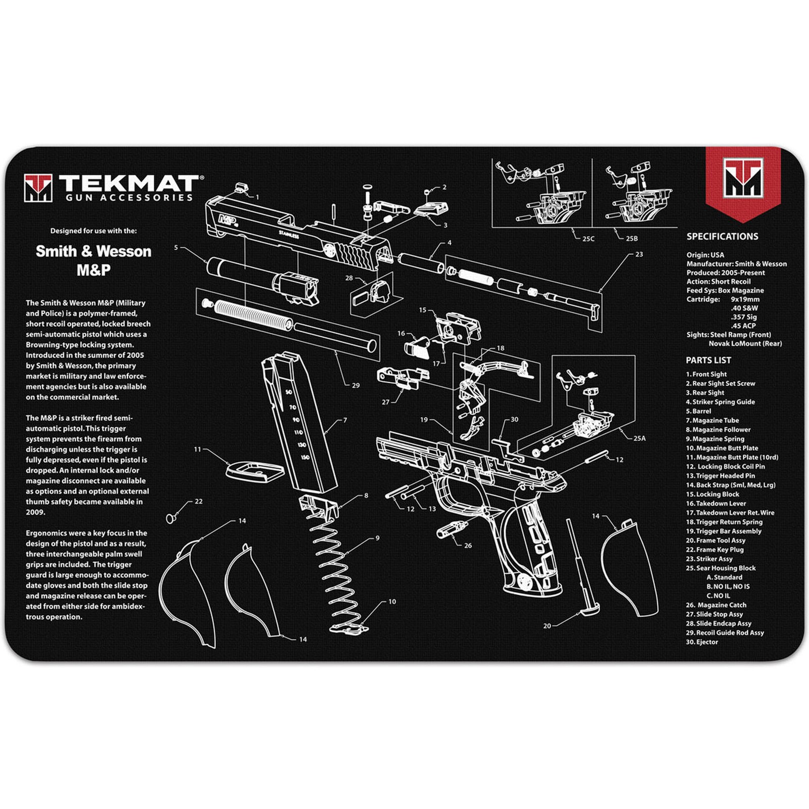TekMat Original Gun Cleaning Mat - 17" X 11" - Smith & Wesson M&P
