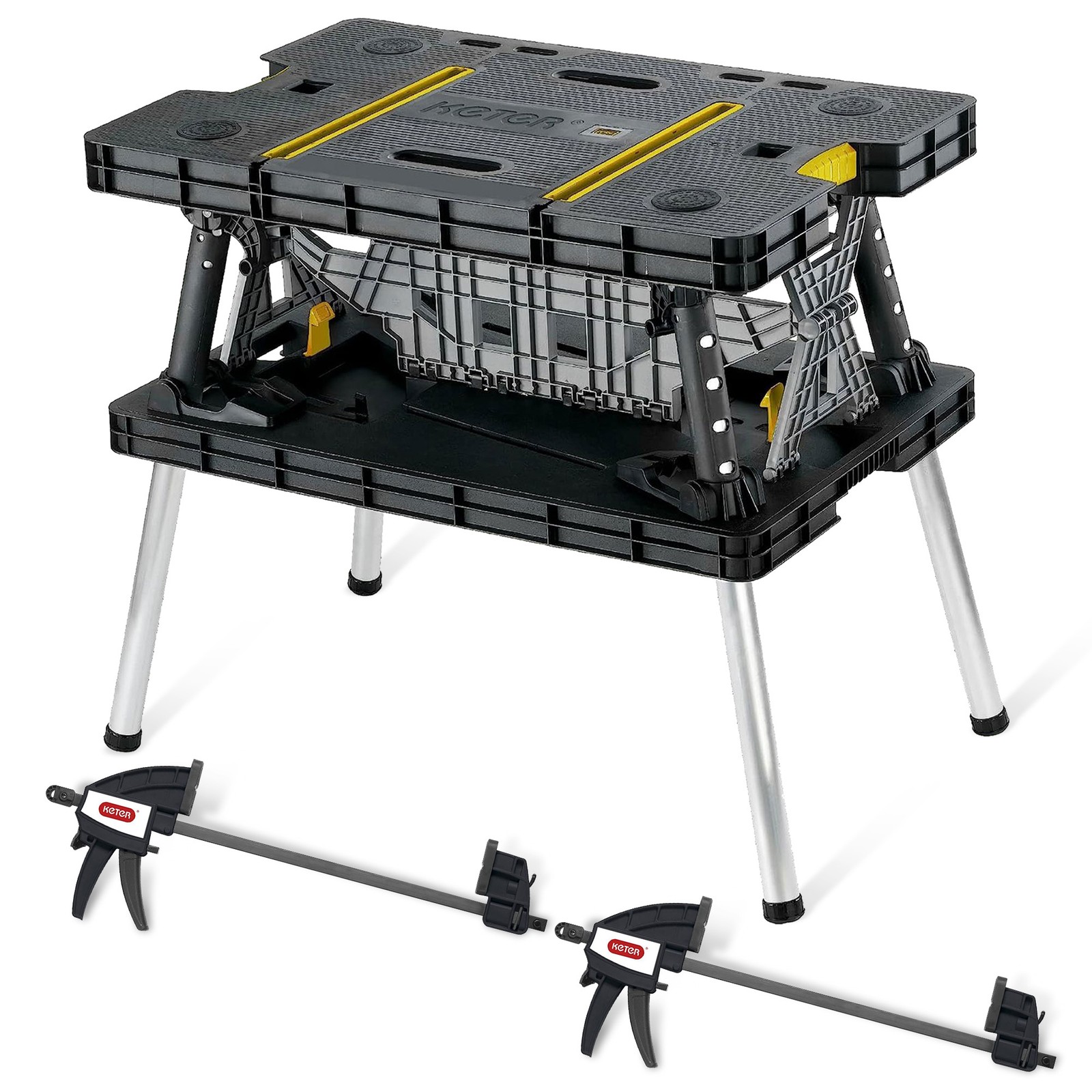 Keter Folding Portable Workbench Sawhorse *COMES WITH 2 CLAMPS* Worktable 197283