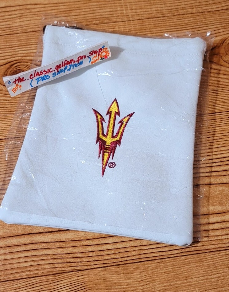 ASU Arizona State U. Valuables Leather Bag "RED DEVILS" Draw String Bag 10"x7.5"
