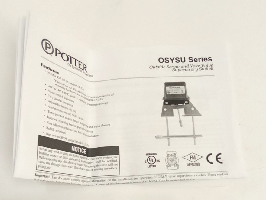 Potter 1010202 OSYSU-2 Supervisory Device Weatherproof DPDT Double Switch