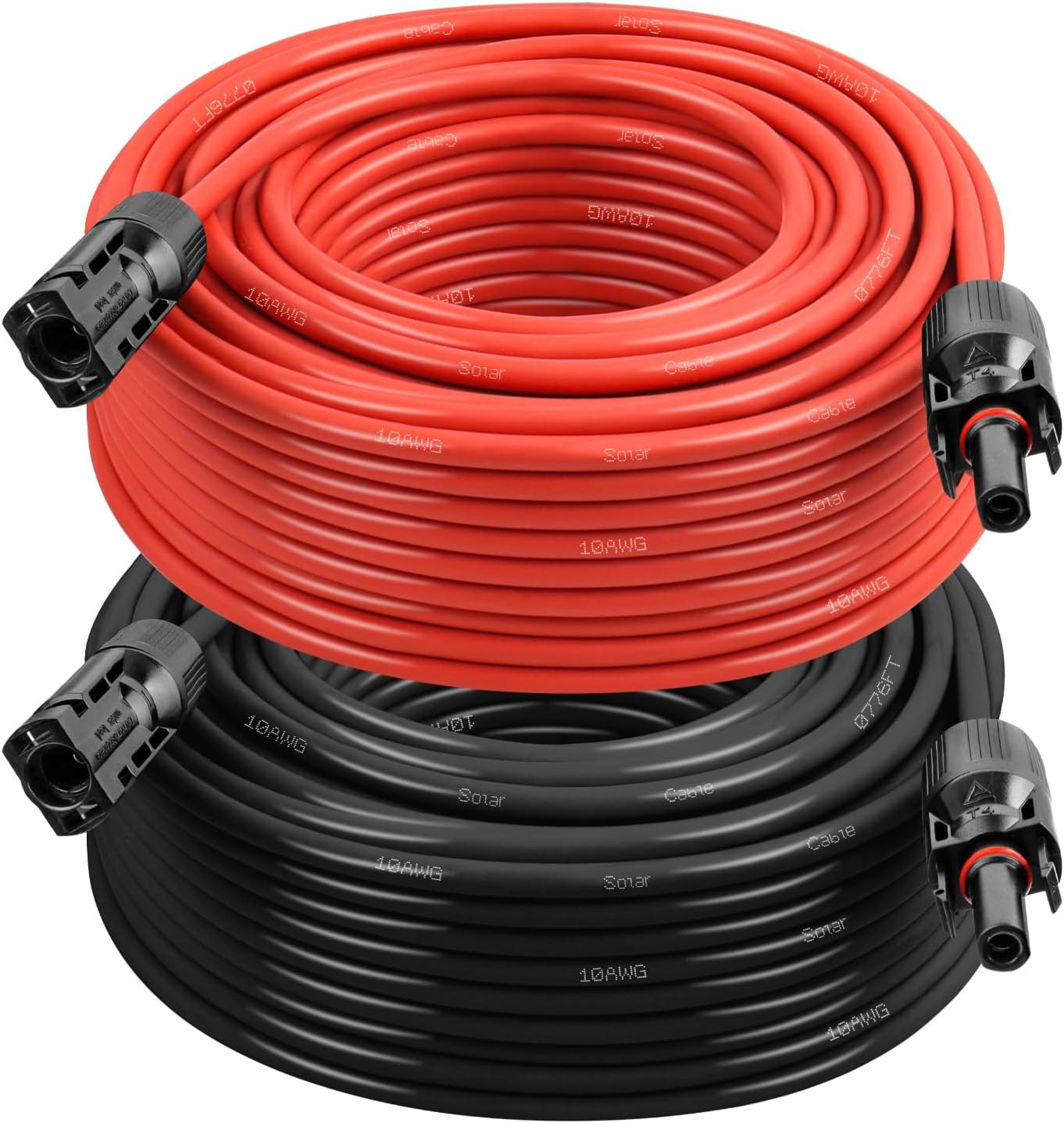 10AWG Solar Extension Cable 150FT – 2 Pack Red & Black PV Wire with Solar Connec