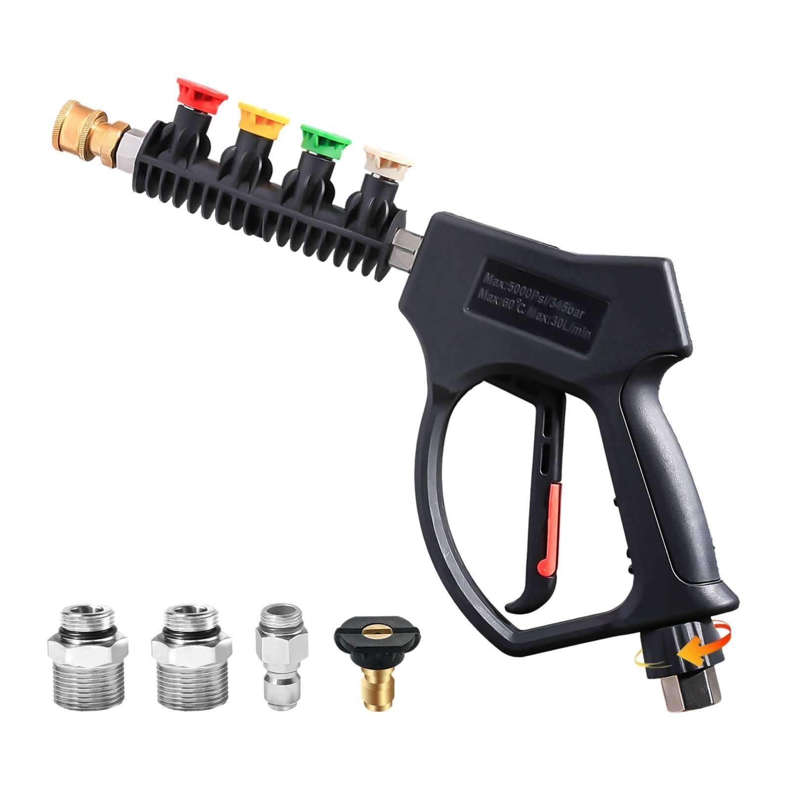 Short Pressure Washer Gun with Nozzle Holder with Swivel NPT 3/8" Thread 3/8 ...