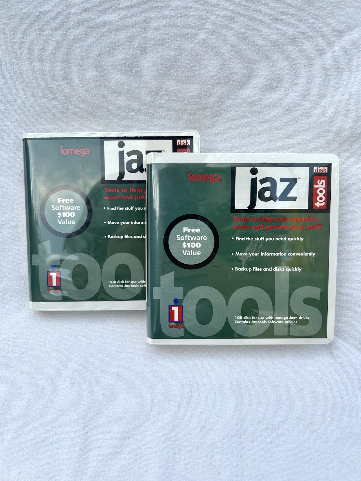 Iomega Jaz Disks 2 Count Tools 1GB Used ~
