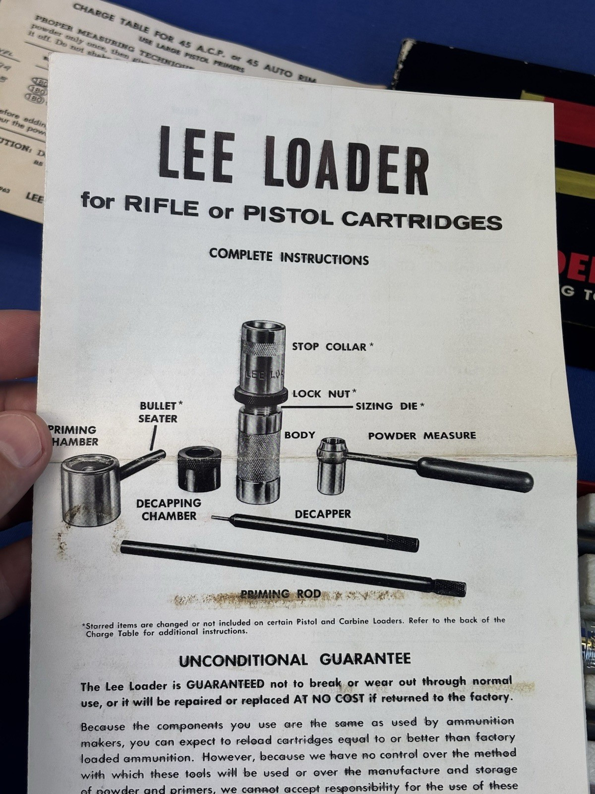 Lee Loader Hand Reloading Tool 45 ACP or 45 Auto Rim + Instructions Made in USA