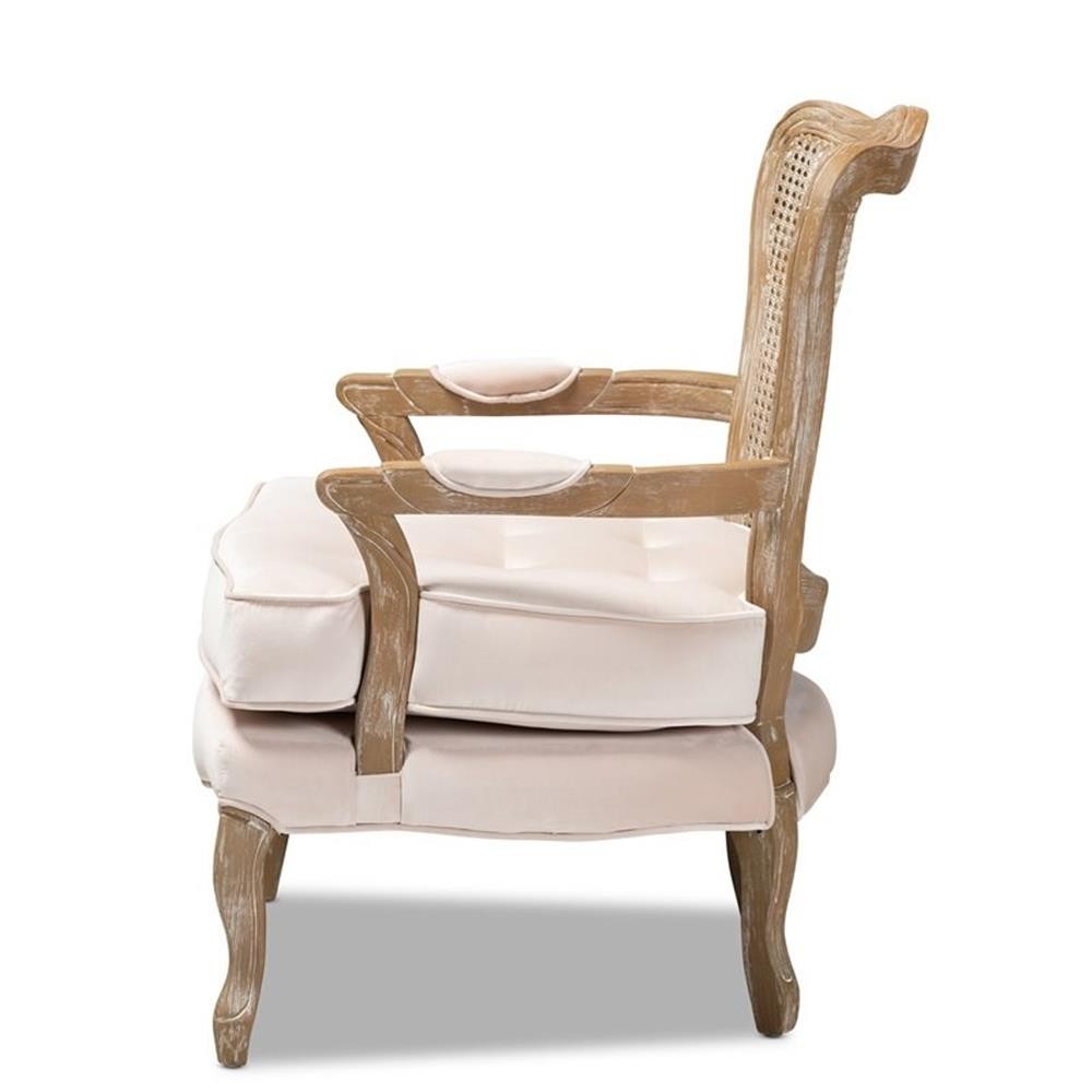 Bowery Hill 19.3" Traditional Wood/Fabric Accent Chair in Light Beige