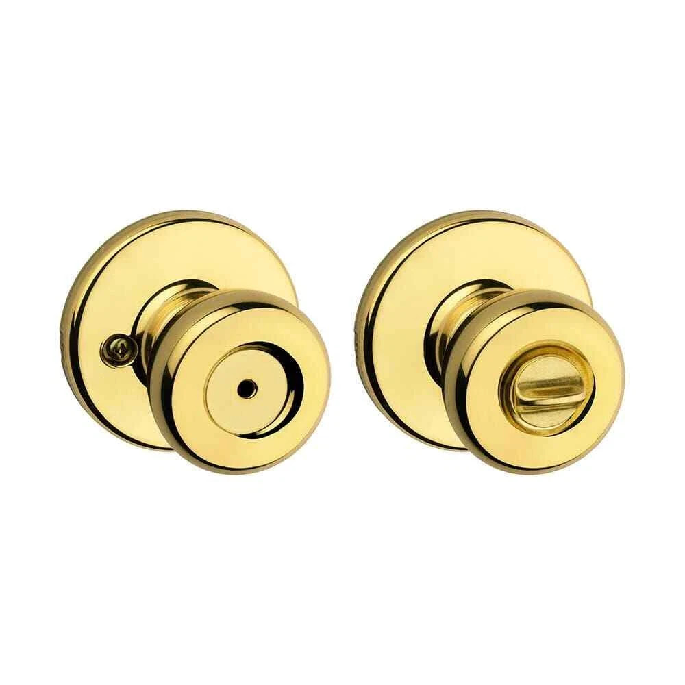 Kwikset Tylo Polished Brass Bed/Bath Door Knob with Lock Microban Technology 💥