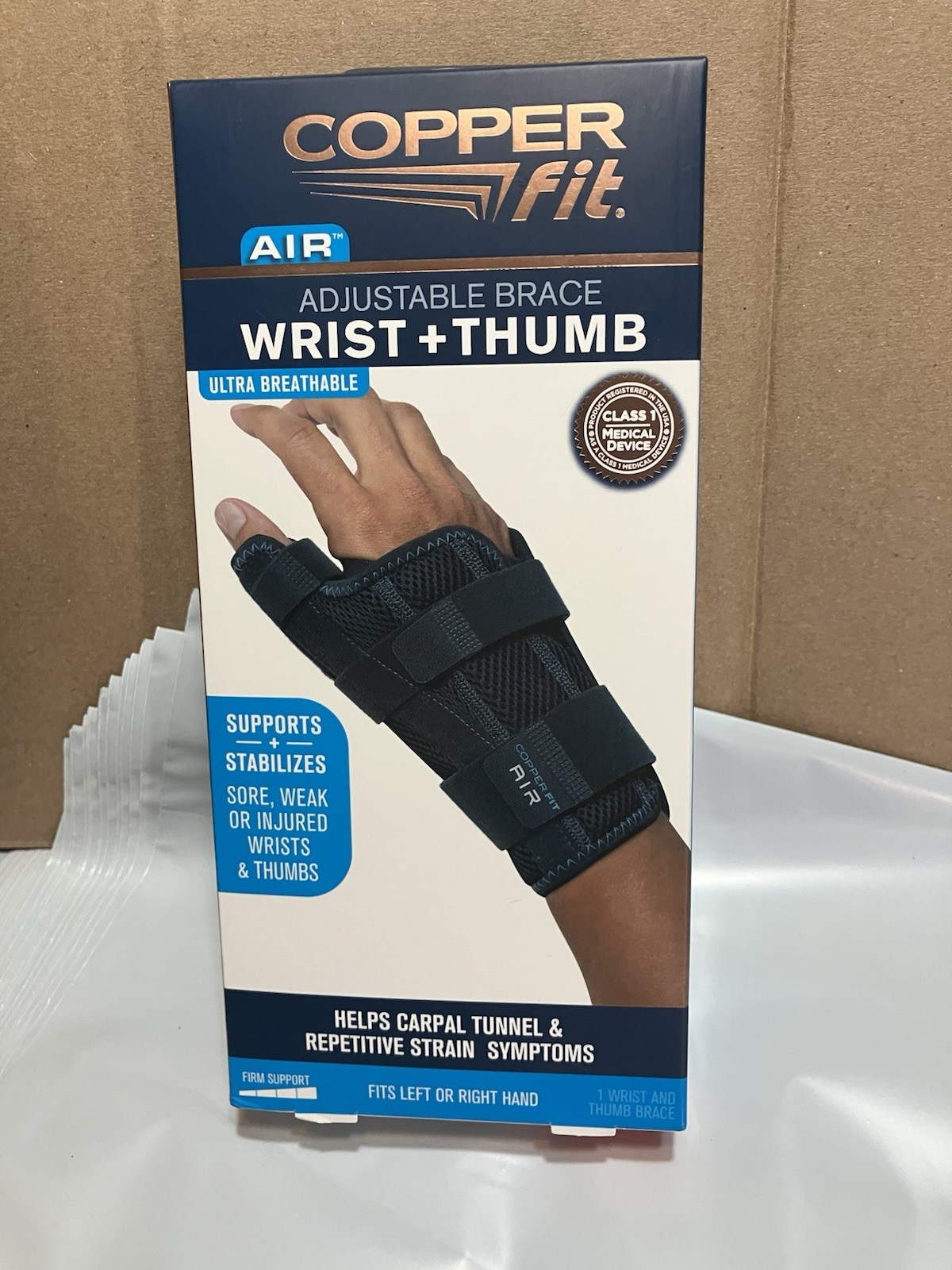 COPPER FIT AIR ADJUSTABLE BRACE WRIST & THUMB ADJUSTABLE THUMB STRAP LEFT/ RIGHT