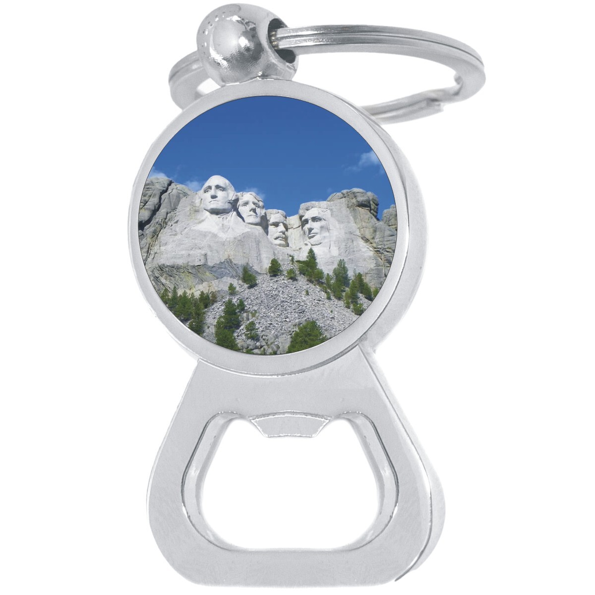 Mount Rushmore Bottle Opener Keychain - Metal Beer Bar Tool Key Ring