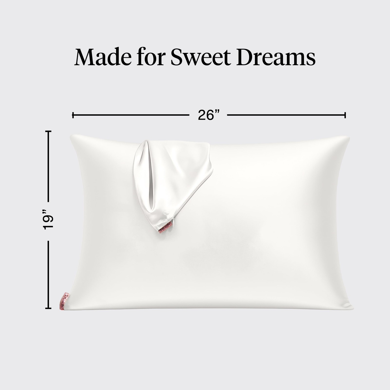 Kitsch Satin Pillowcase with Zipper, Ivory, 19x26 - Soft & Cooling