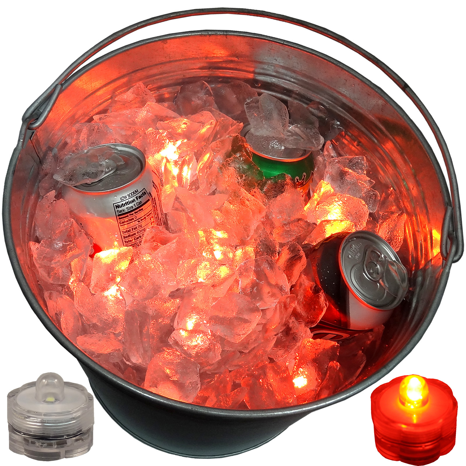 Family Thanksgiving Beer Soda Ice Bucket Glow Lights LED Submersible 12 Orange