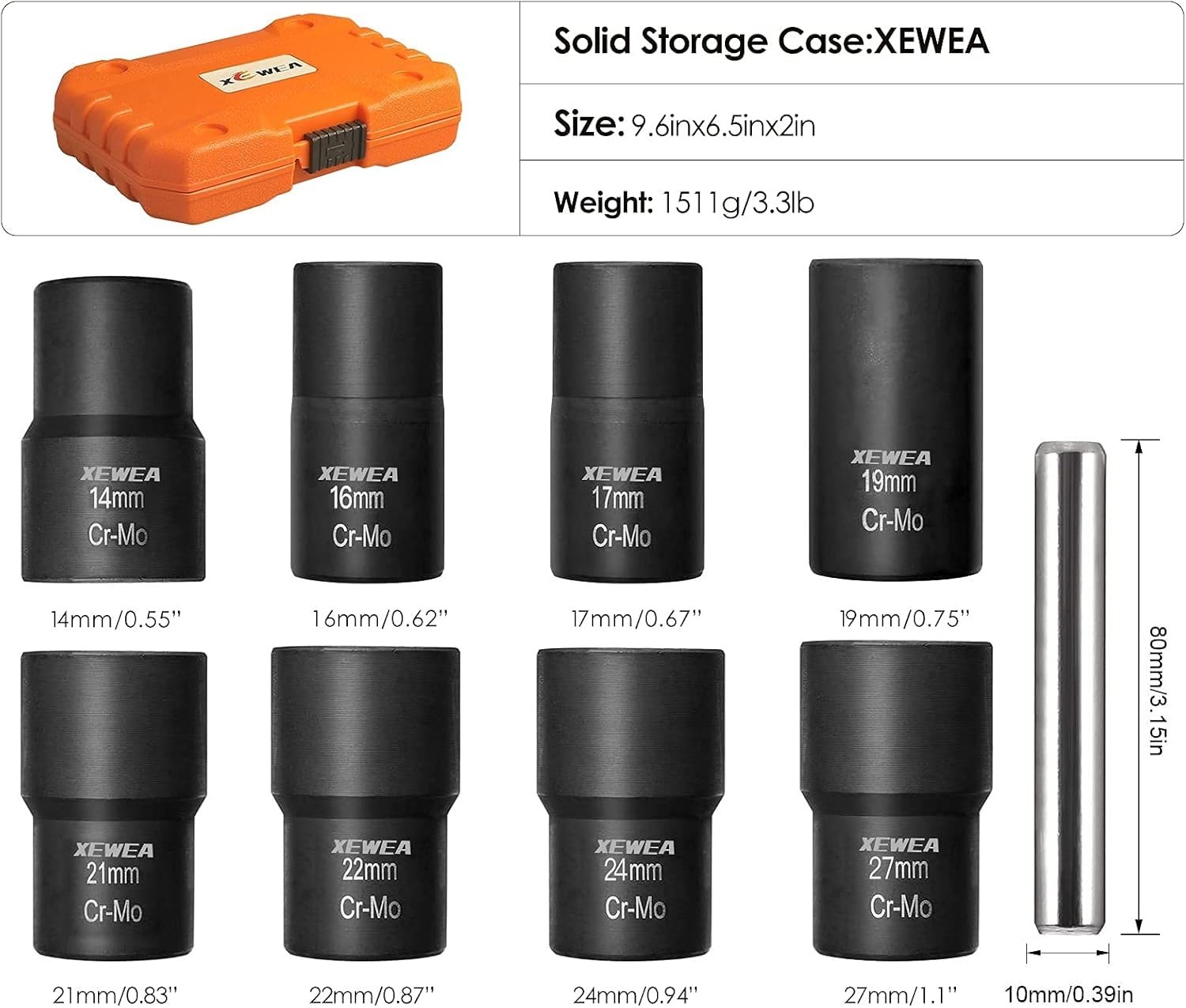 9PCS Lug Nut Extractor Set, 1/2" Drive Impact Bolt Remover Socket Tool, Wheel...