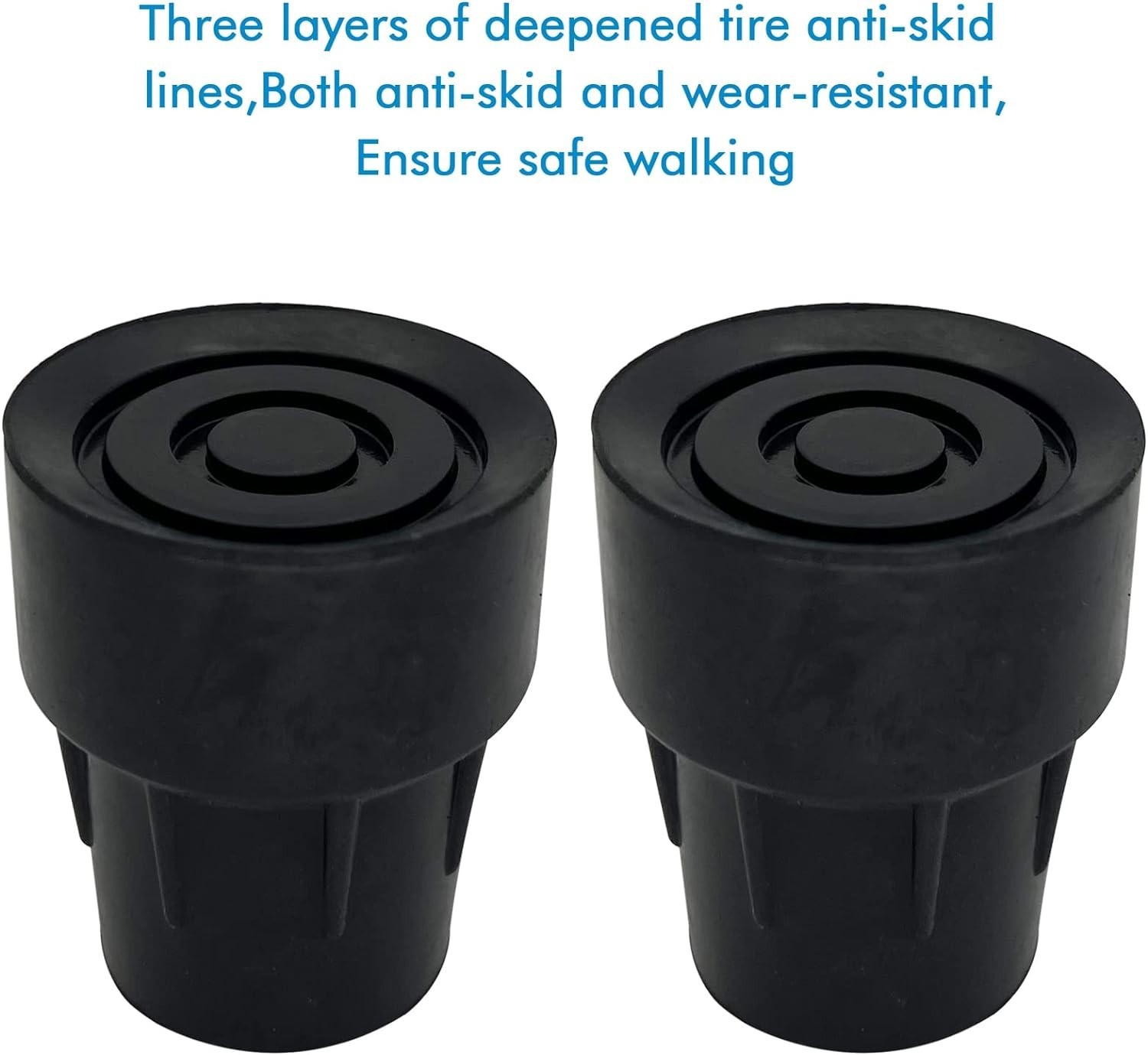 SecureGrip 1-Inch Cane Tip Replacements – Pack of 2