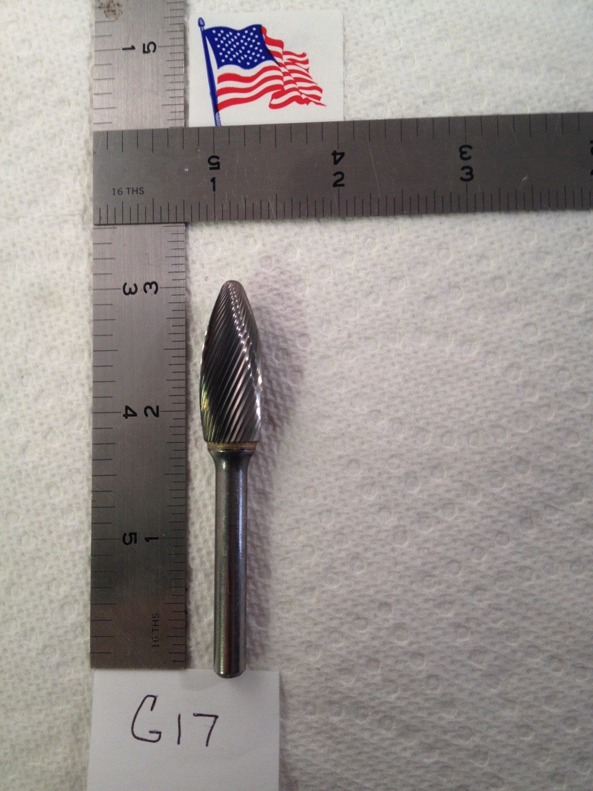 1 NEW FALCON / SGS 1/4" SHANK CARBIDE BURR SH-5 SINGLE CUT. FINE CUT FLAME (G17)