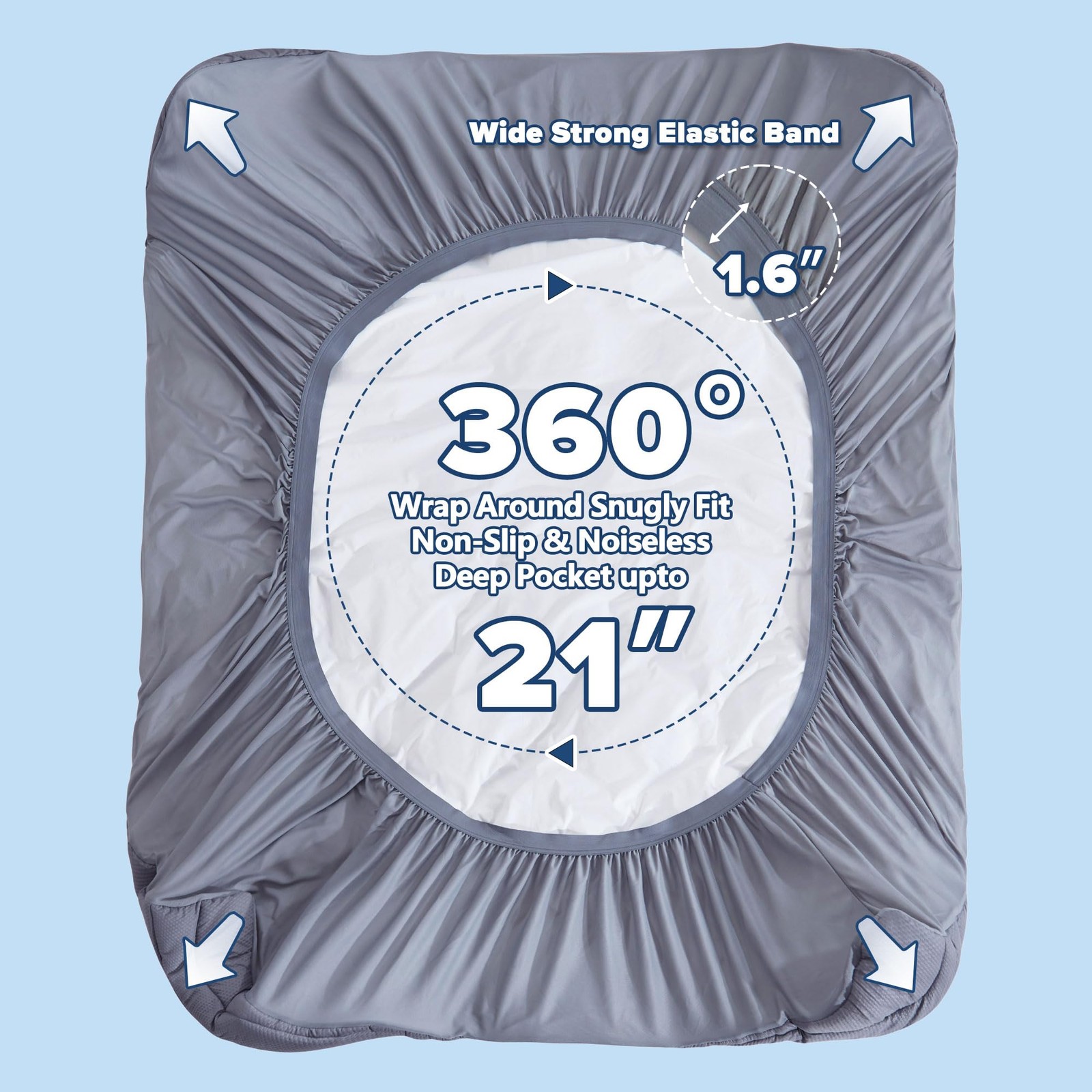 ELVEN HOME Queen Mattress Pad for Back & Hip Pain Relief, Pillow Queen, Grey