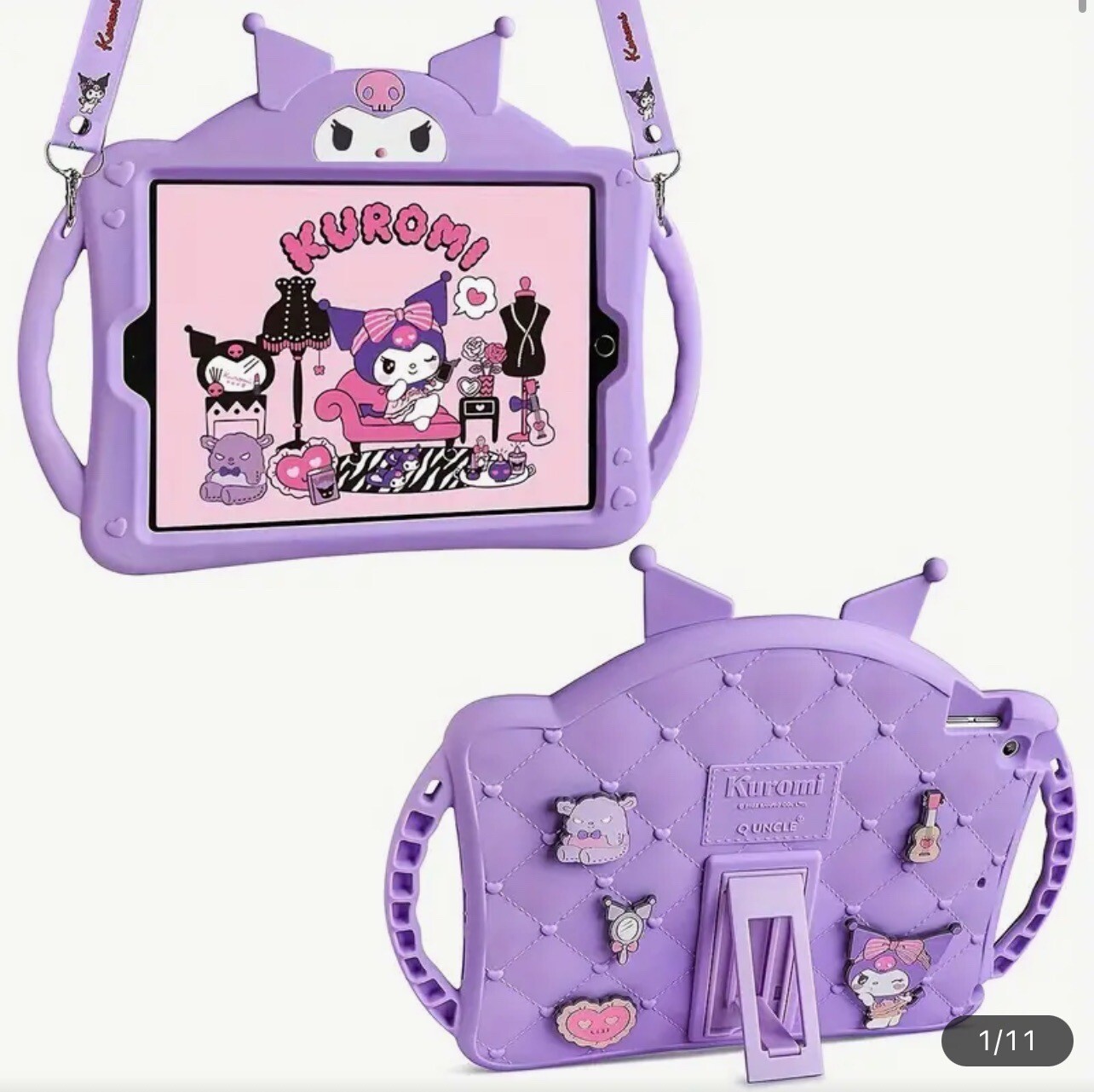 Kuromi iPad Case Purple Shoulder Strap iPad 7 8 Or 9 Sanrio Miniso Kawaii New