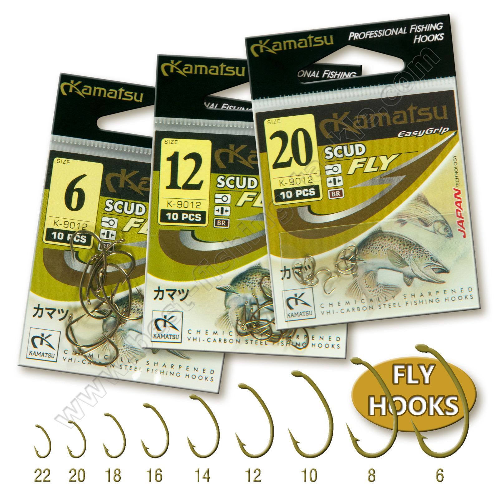 Fly Fishing Hooks Scud Buzzer Brown Forged X Strong Salmon Trout Wet Dry Single