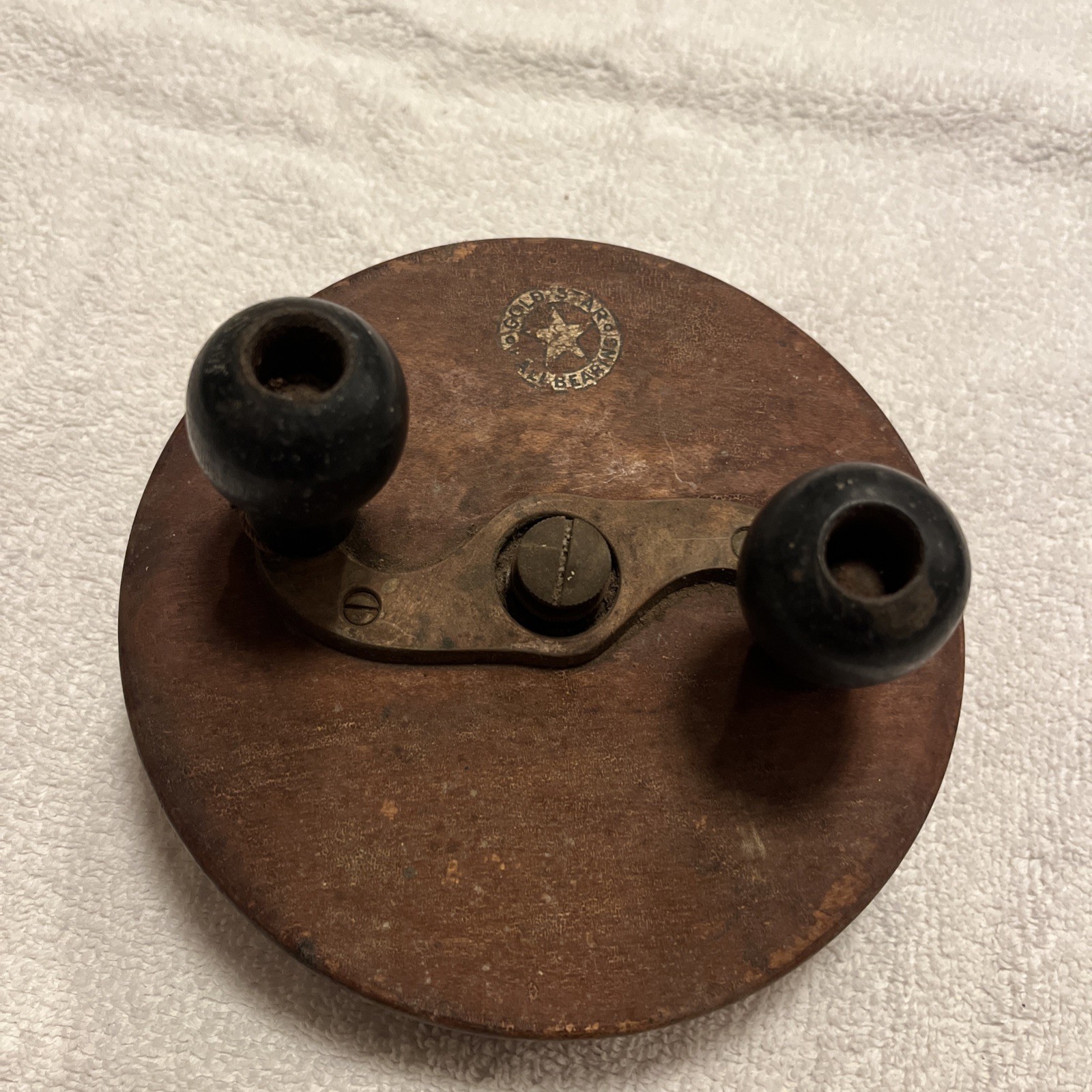 Antique Gold Star Ball Bearing Wooden Fishing Reel