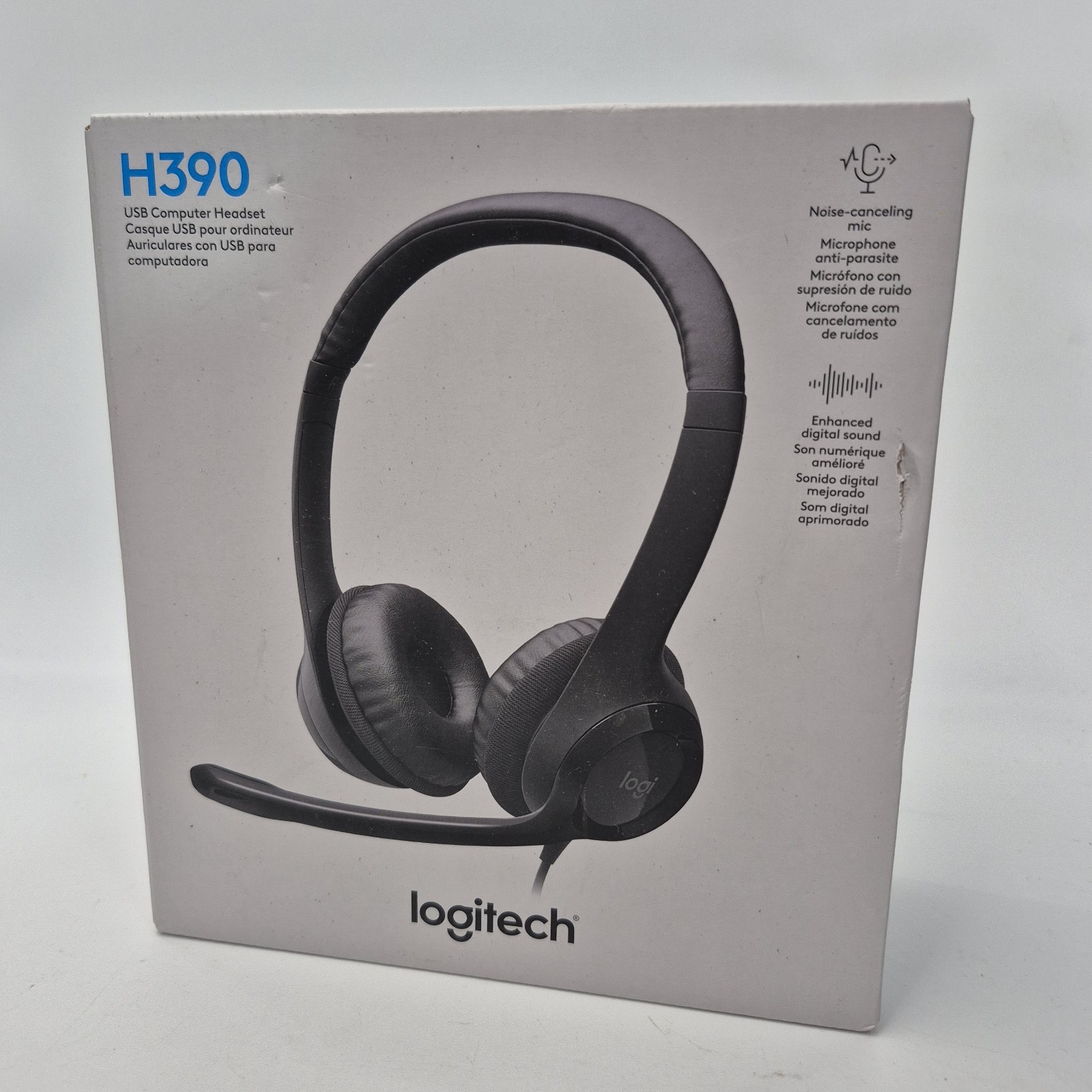 Logitech H390 Wired USB On-Ear Stereo Headphones with Mic PC Laptop Black